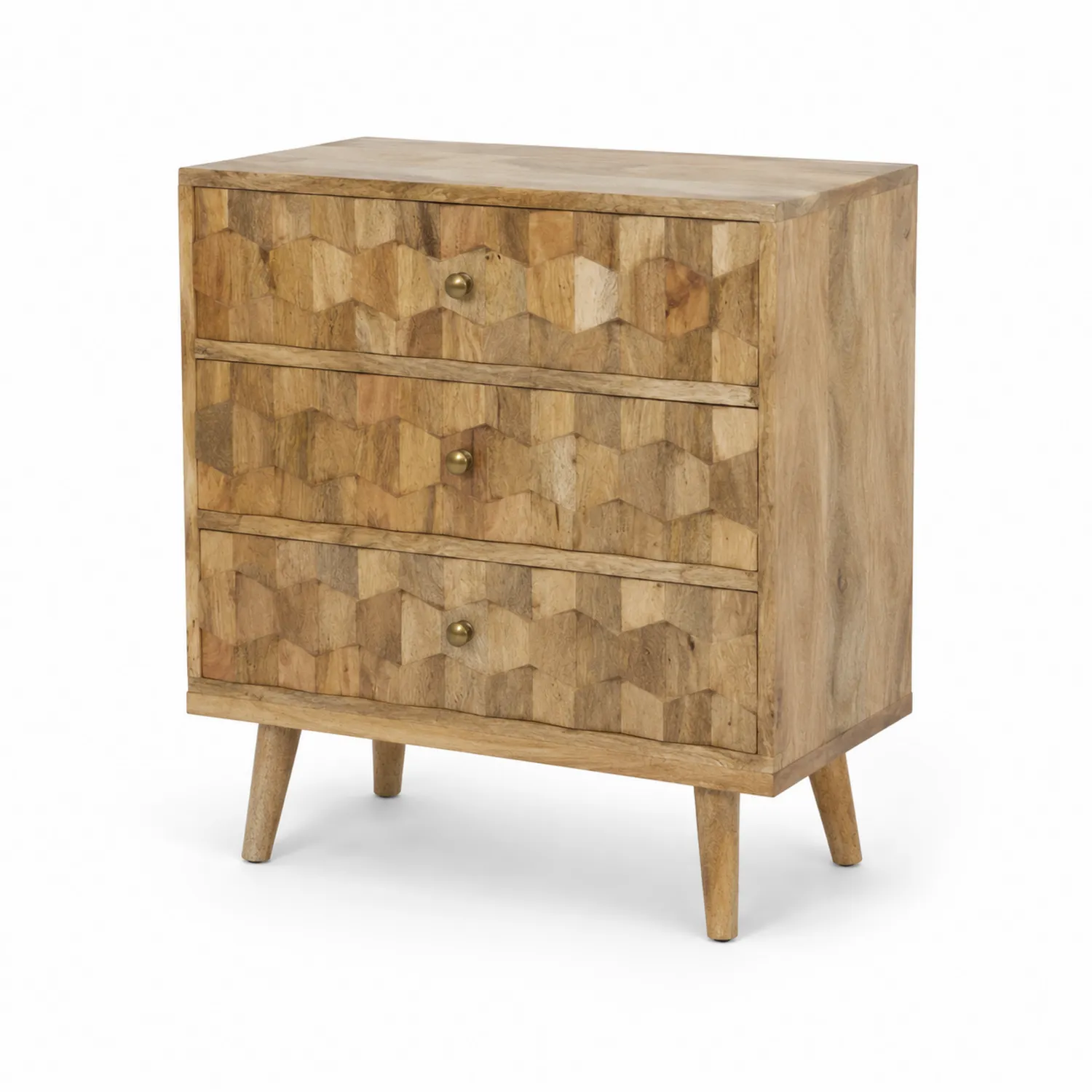 Commode 3 tiroirs en bois massif de manguier