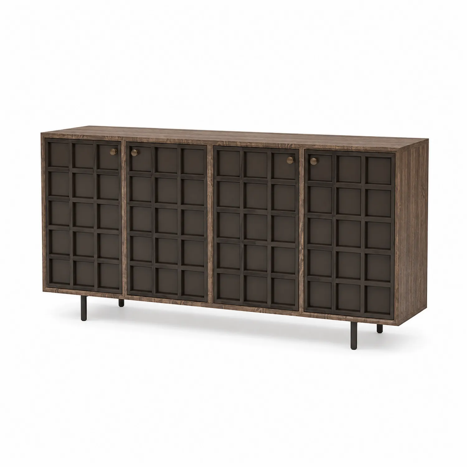 Buffet rectangulaire en bois et métal marron 180x45x85 cm