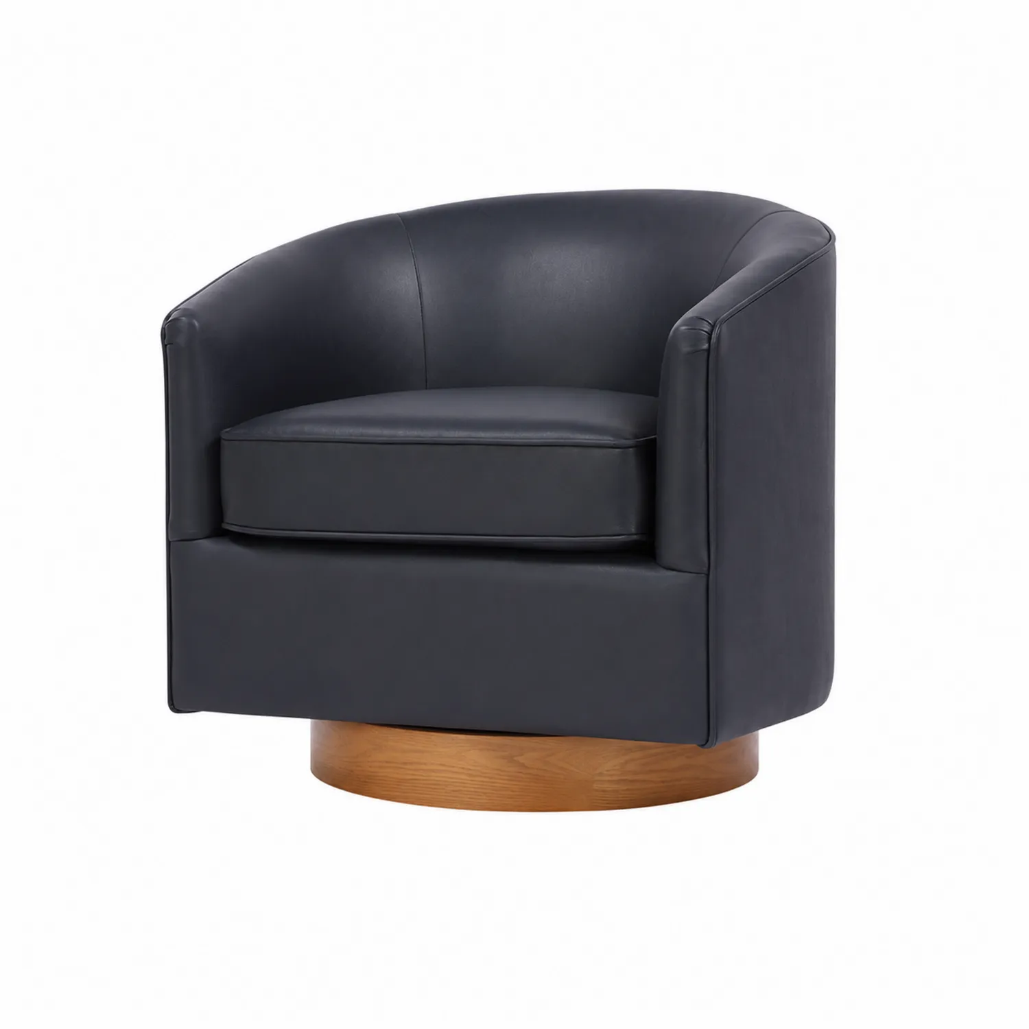 Fauteuil en cuir PU noir avec base en bois