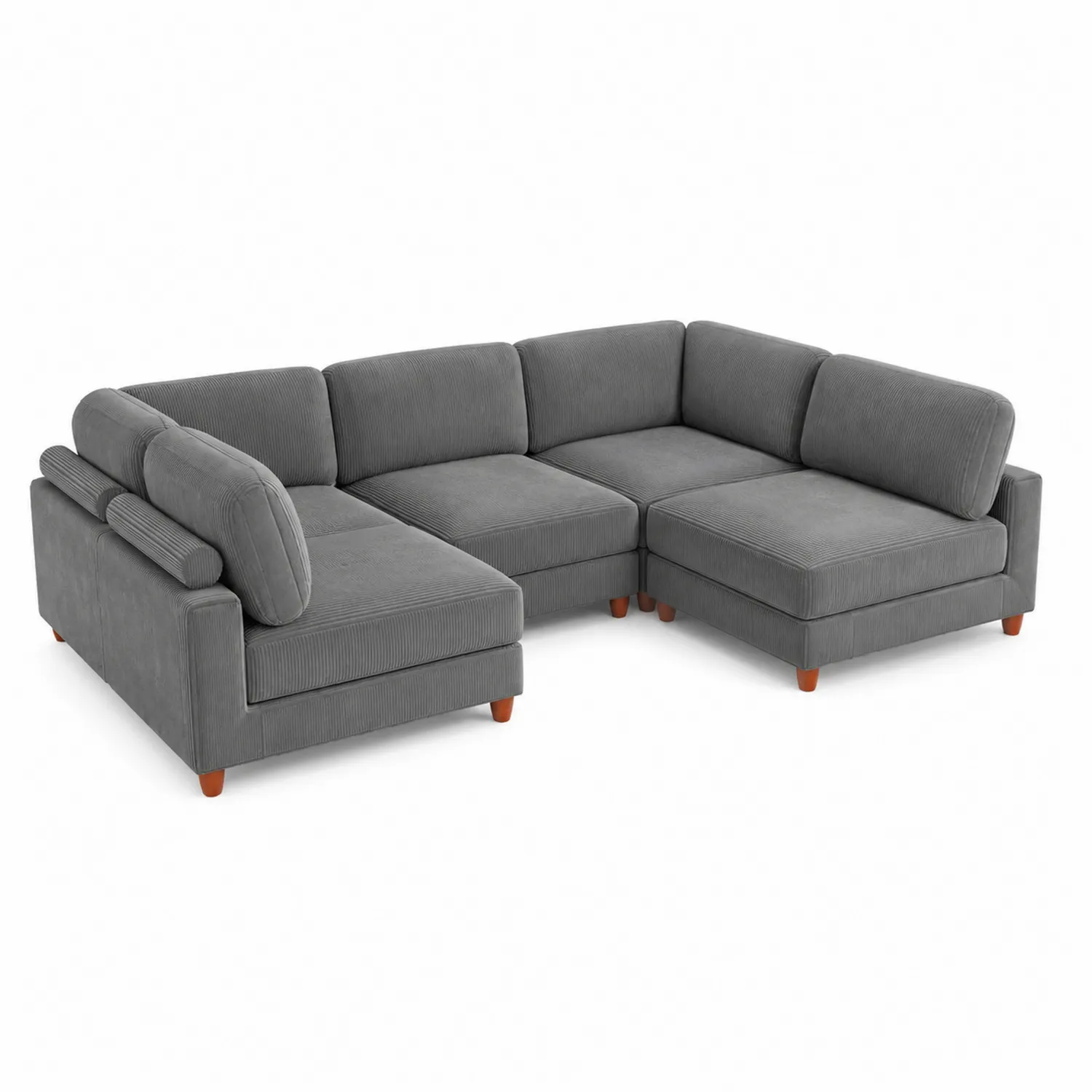 Canapé d'angle modulable en tissu gris