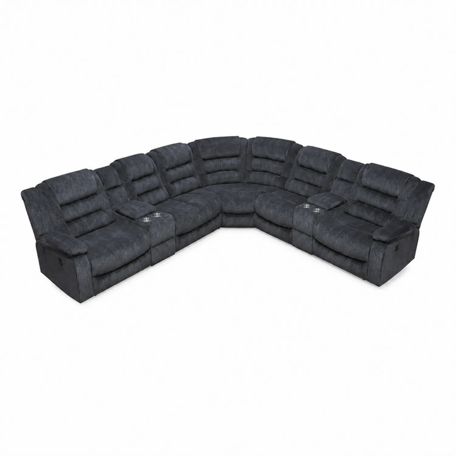 Canapé d'angle 7 places réglable en tissu polyester avec porte-gobelets