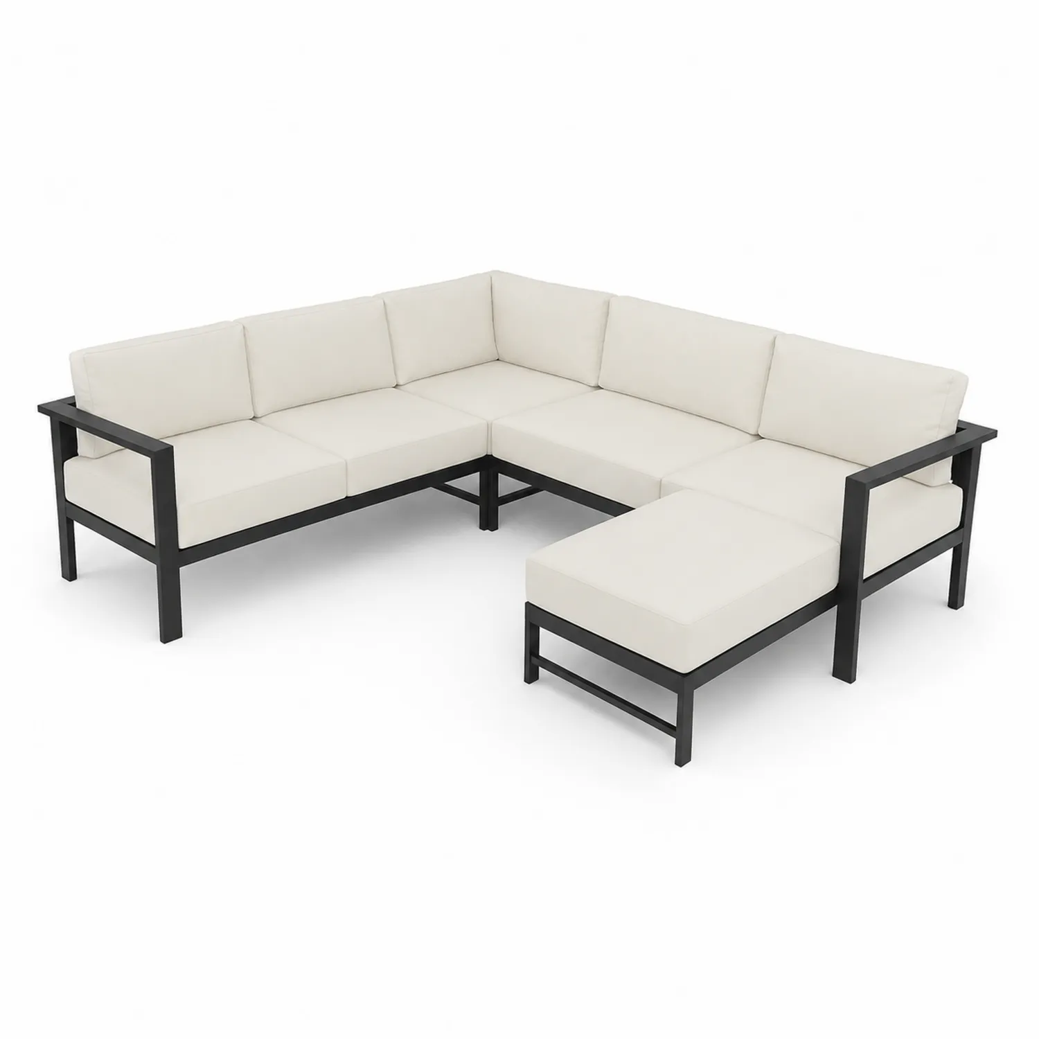 Sofá Esquinero Modular de Aluminio y Tela Crema