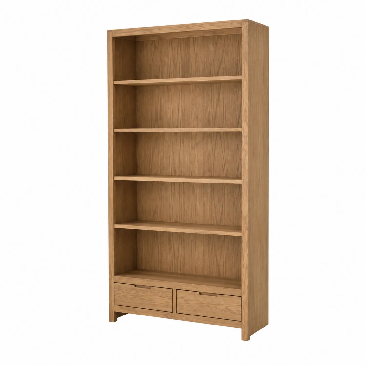 Estantería de Madera de Roble con Estantes y Cajones