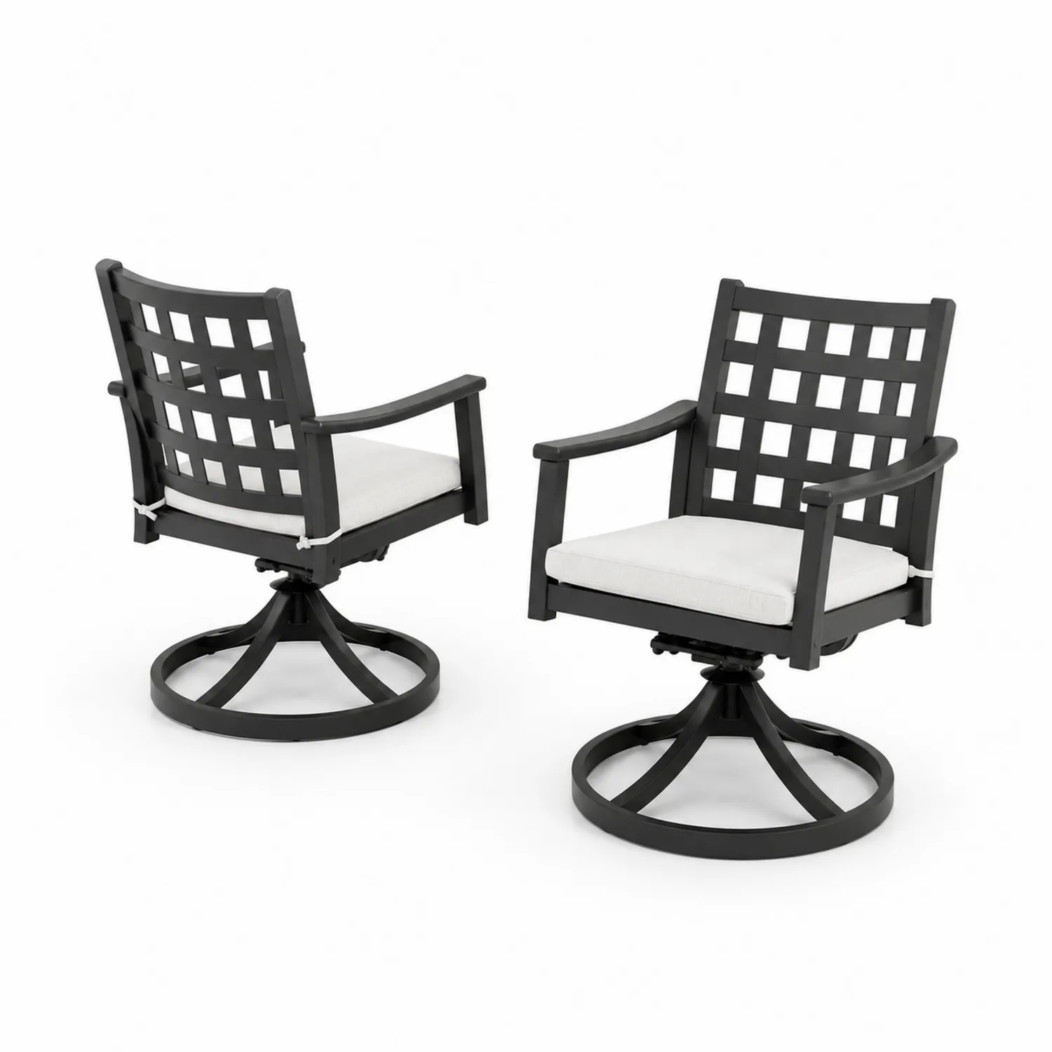 Conjunto de Sillas Giratorias de Aluminio con Cojines