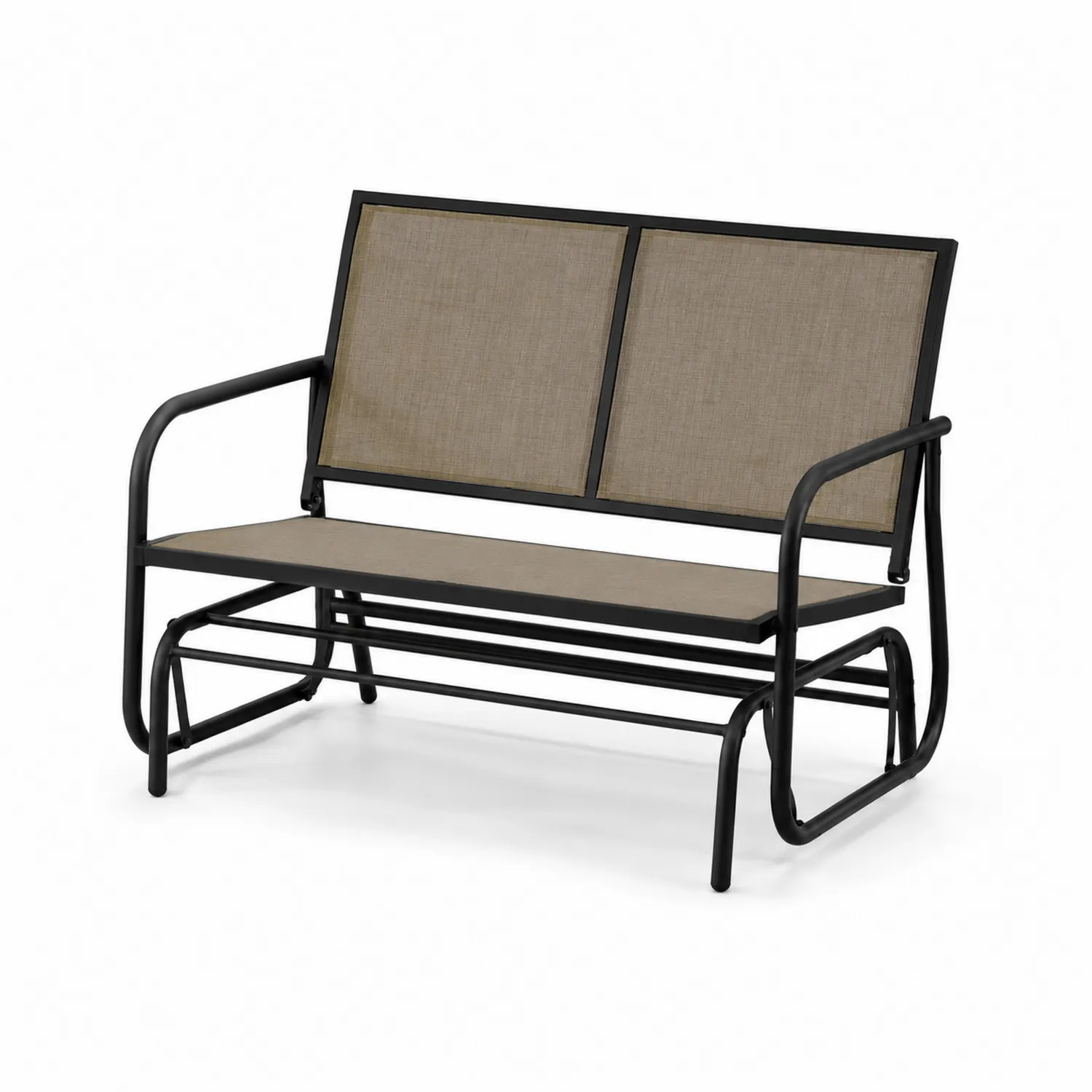 Banco de jardín de metal y tela beige 120x90x75 cm