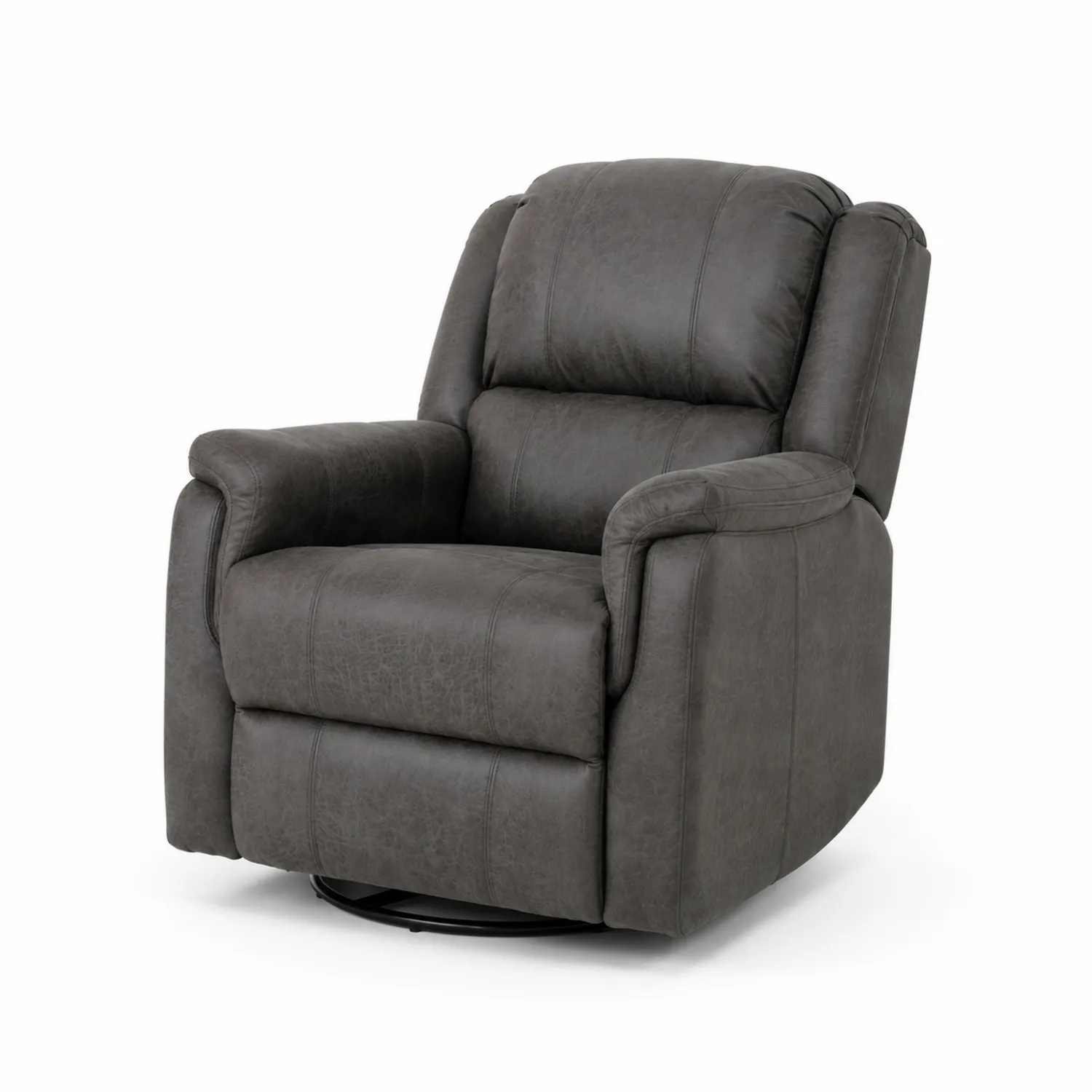 Sillón reclinable de piel sintética gris oscuro