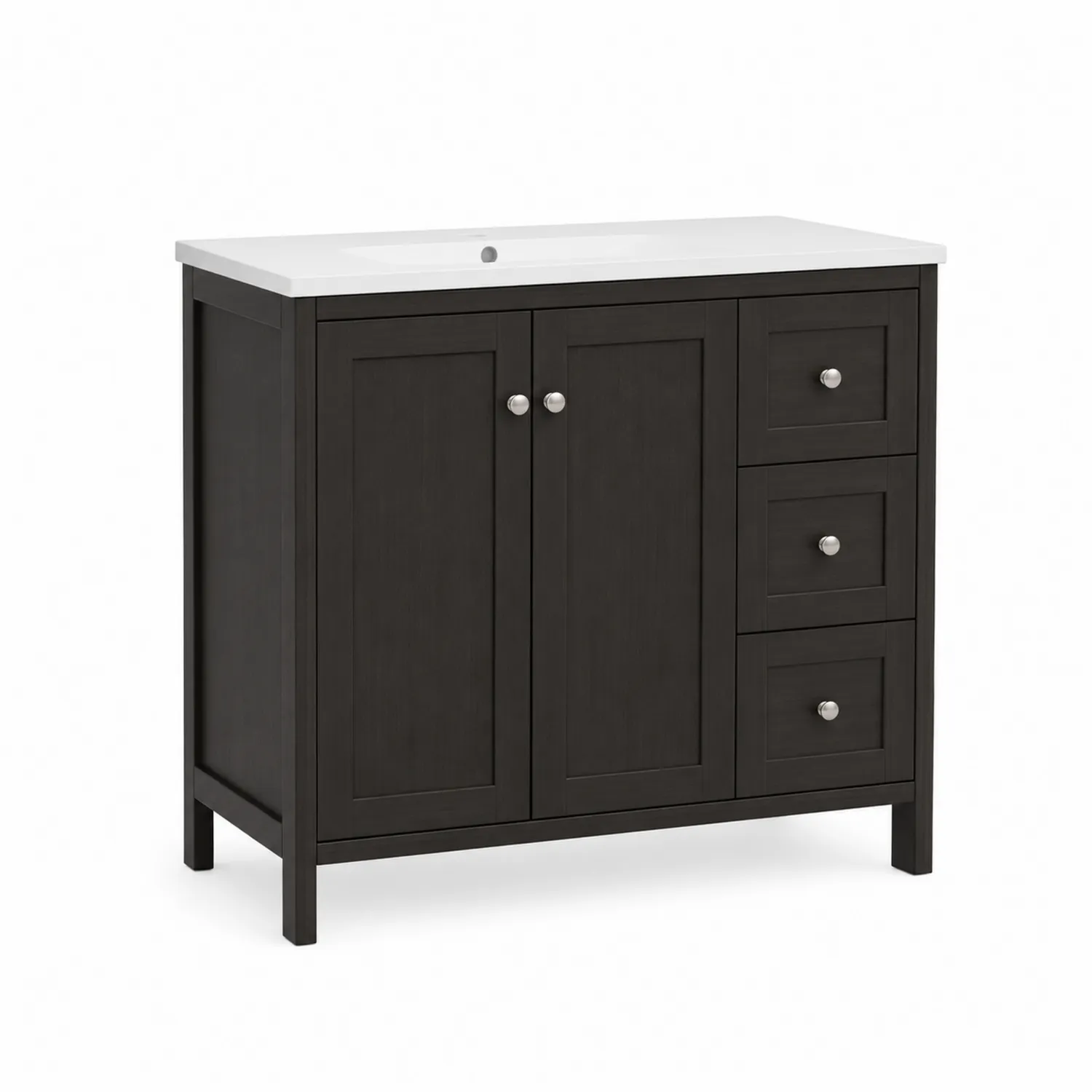 Mueble de baño de MDF Negro con Lavabo de Cerámica Blanca