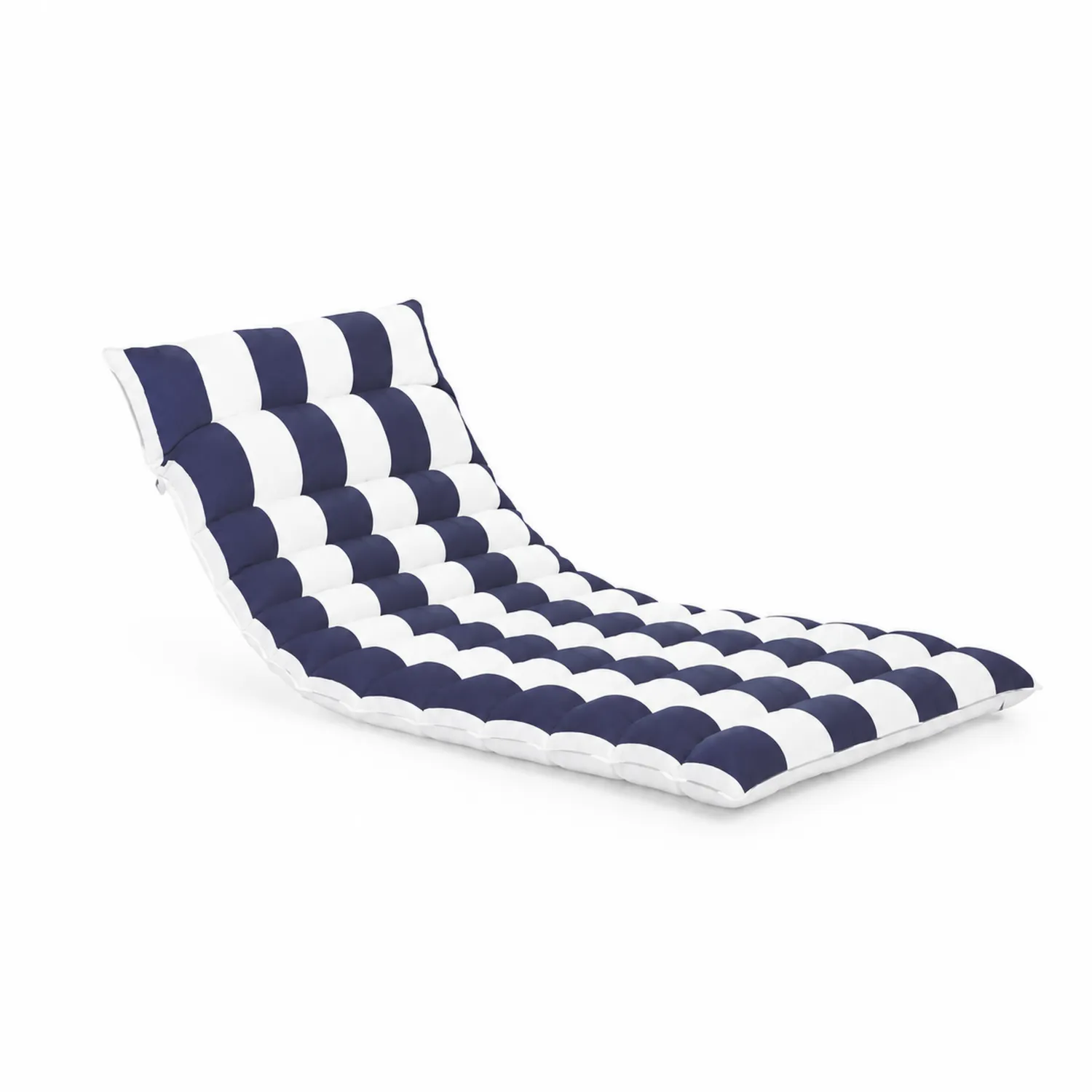 Tumbona de Exterior de Tela a Rayas Azul y Blanco 180x65x15 cm