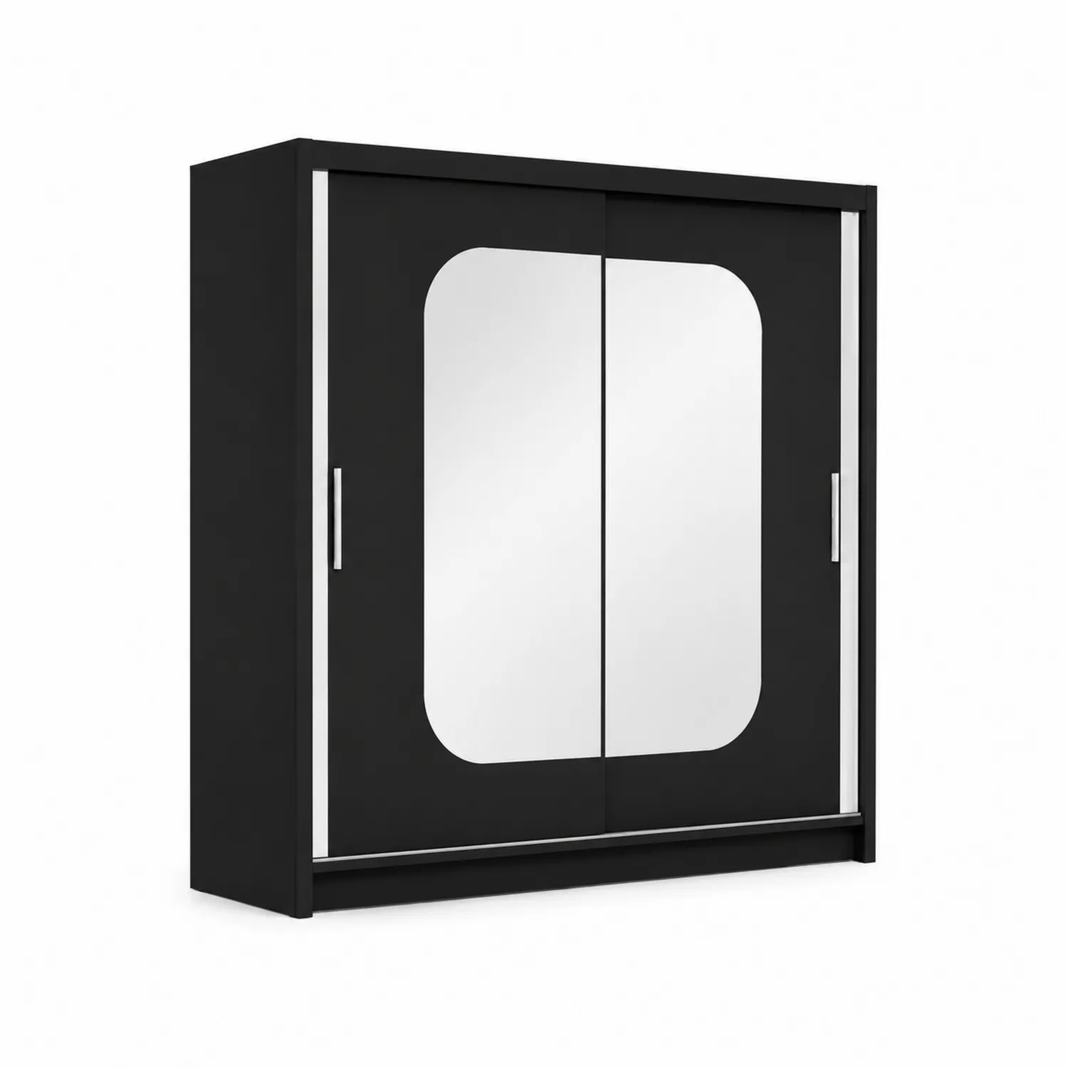 Armario de Madera con Espejo y Puertas Corredizas Negro 200x160x60 cm