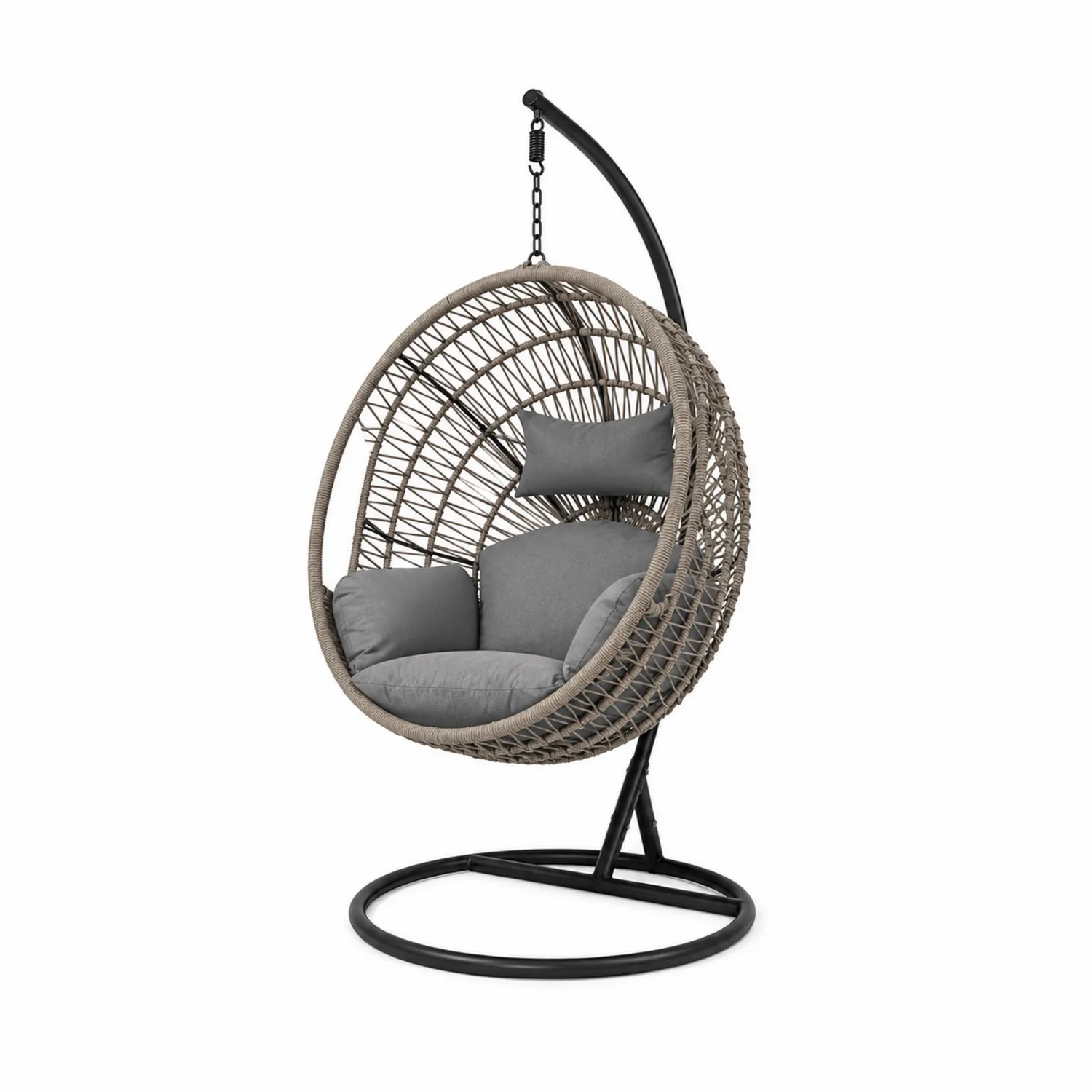 Silla Colgante de Ratán Sintético con Cojines de Acero y Poliéster