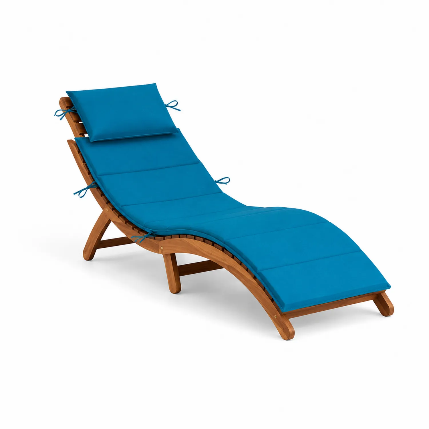 Tumbona de madera con cojines de poliéster Azul