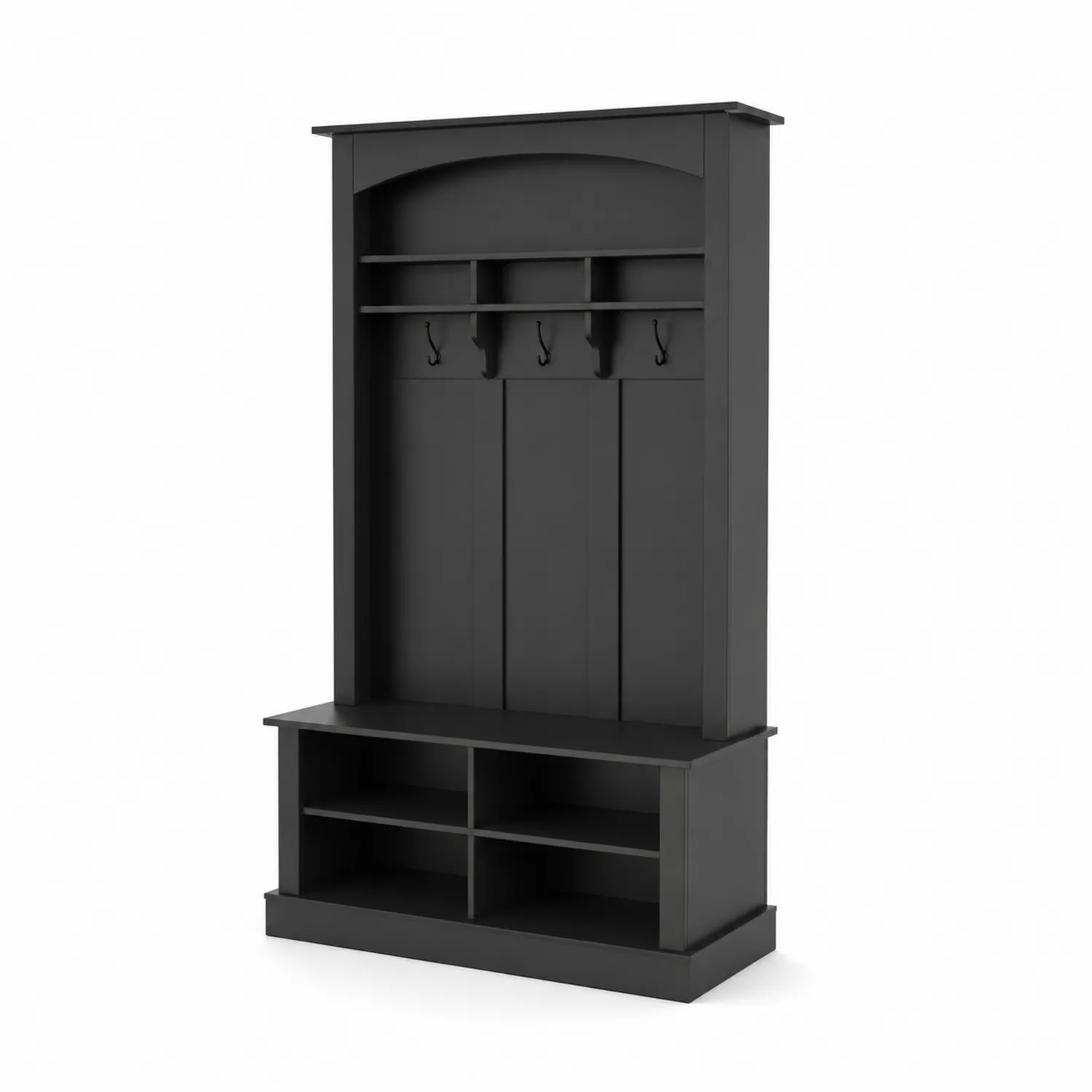 Banco de Entrada con Perchero de MDF Negro 180x90x40 cm