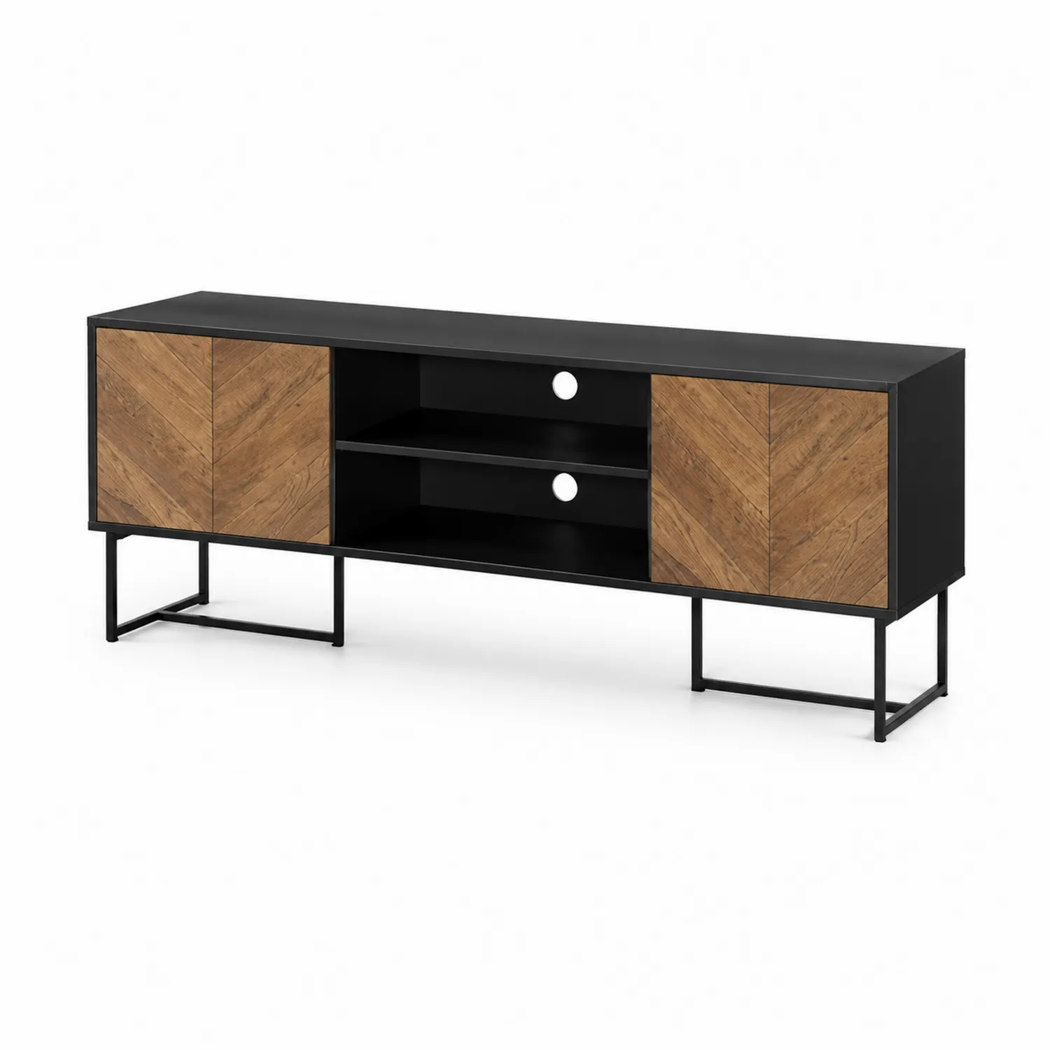 Mueble de TV de Metal y MDF chapado en Roble de 150x40x50 cm