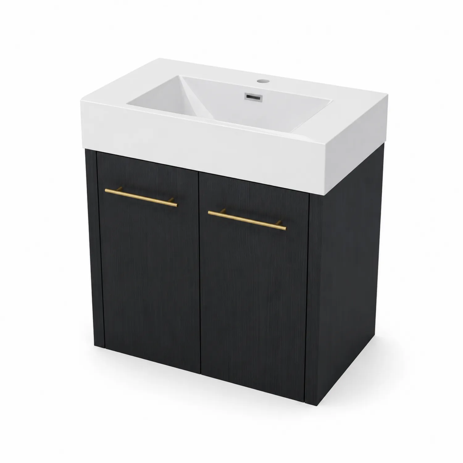 Armario de MDF Negro con Lavabo Cerámico Blanco 80x60x45cm