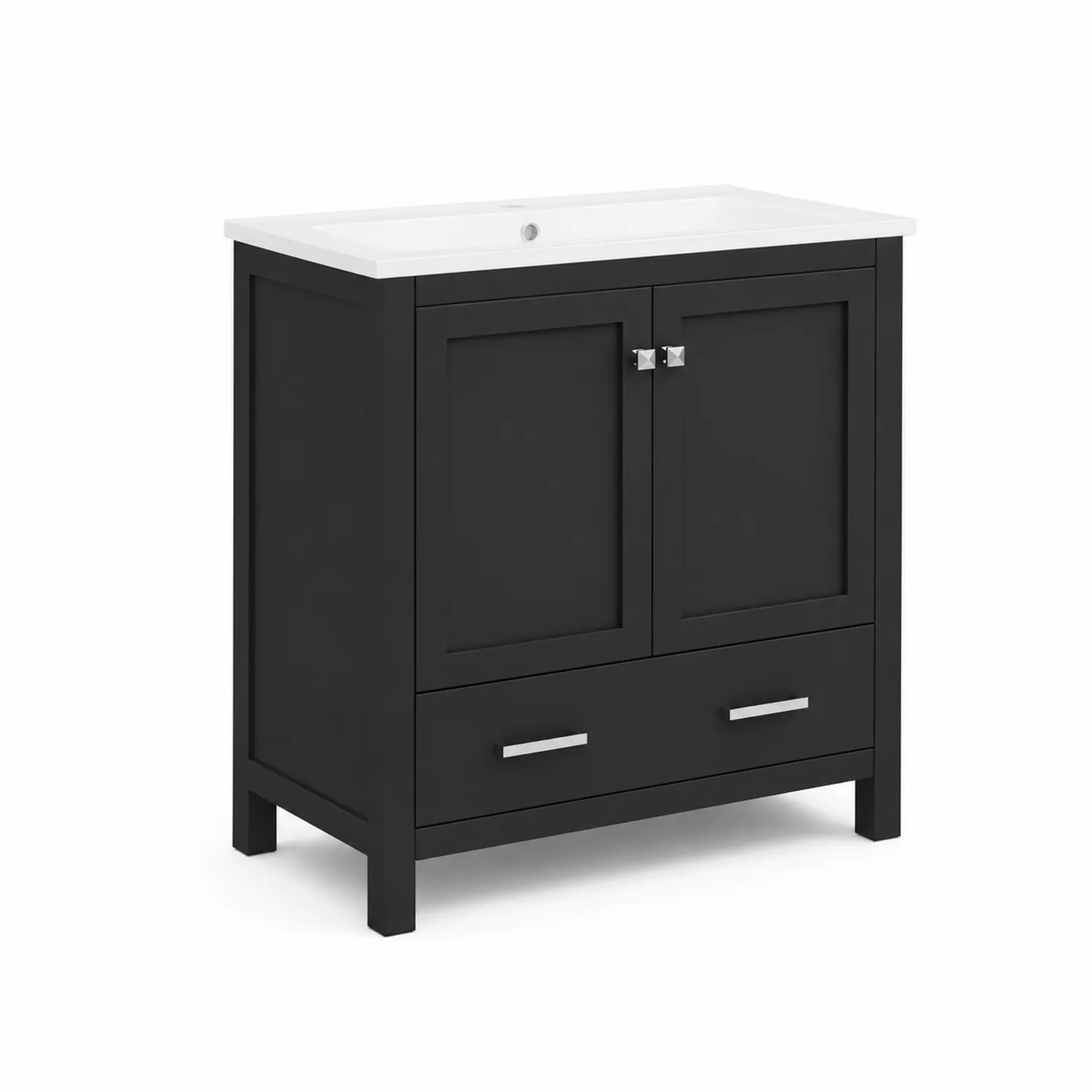 Armario de lavabo negro de MDF con lavabo de cerámica