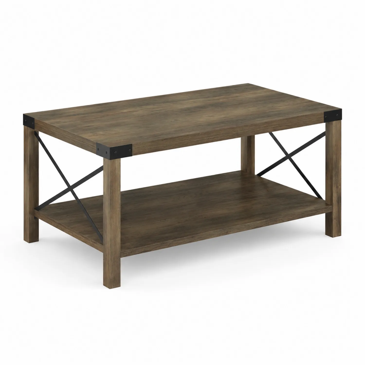 Mesa de café de madera y metal 110x60x45cm