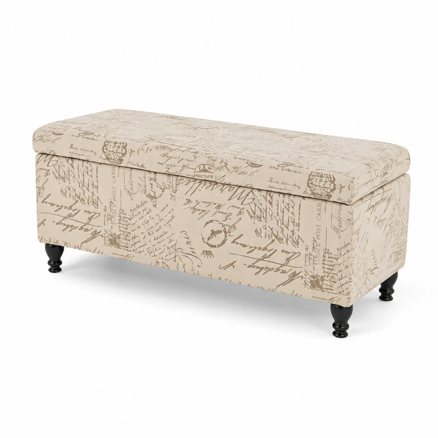 Banco de almacenaje con letras, poliéster y madera 100x40x45 cm