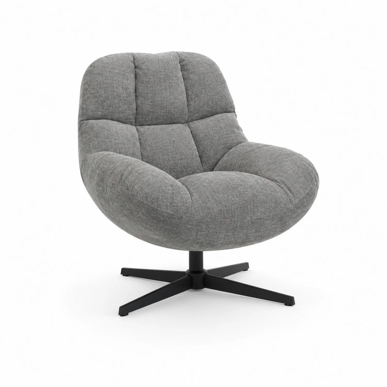 Silla giratoria de tela gris con base de metal 85x75x75 cm