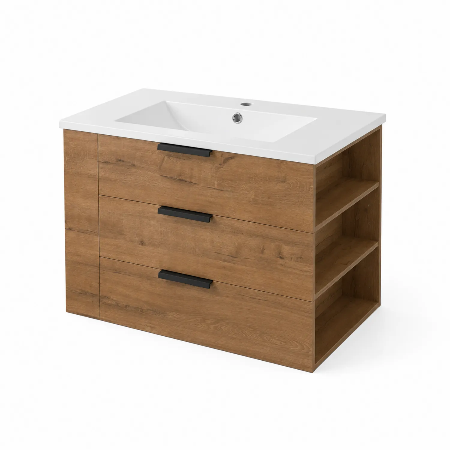 Mueble de baño de MDF con lavabo de cerámica blanca 100x56x85 cm