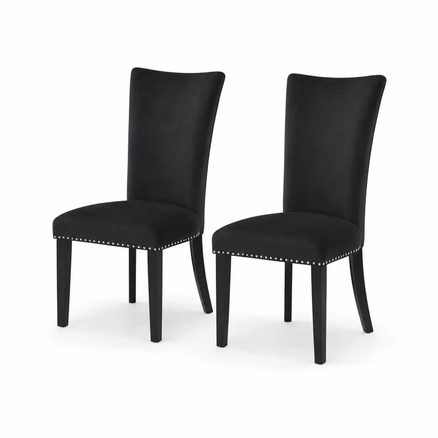Conjunto de 2 sillas de terciopelo con patas de madera