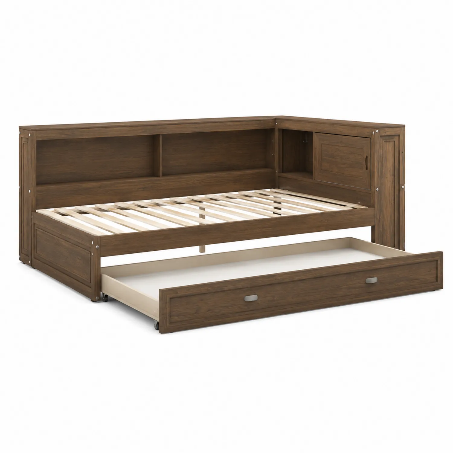 Cama diurna de madera con cajón extraíble Marrón