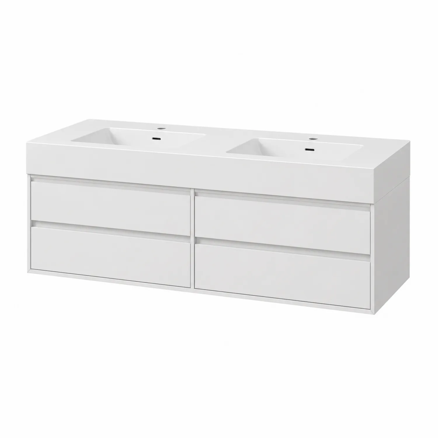 Mueble de baño con lavabo doble de MDF blanco 140x45 cm