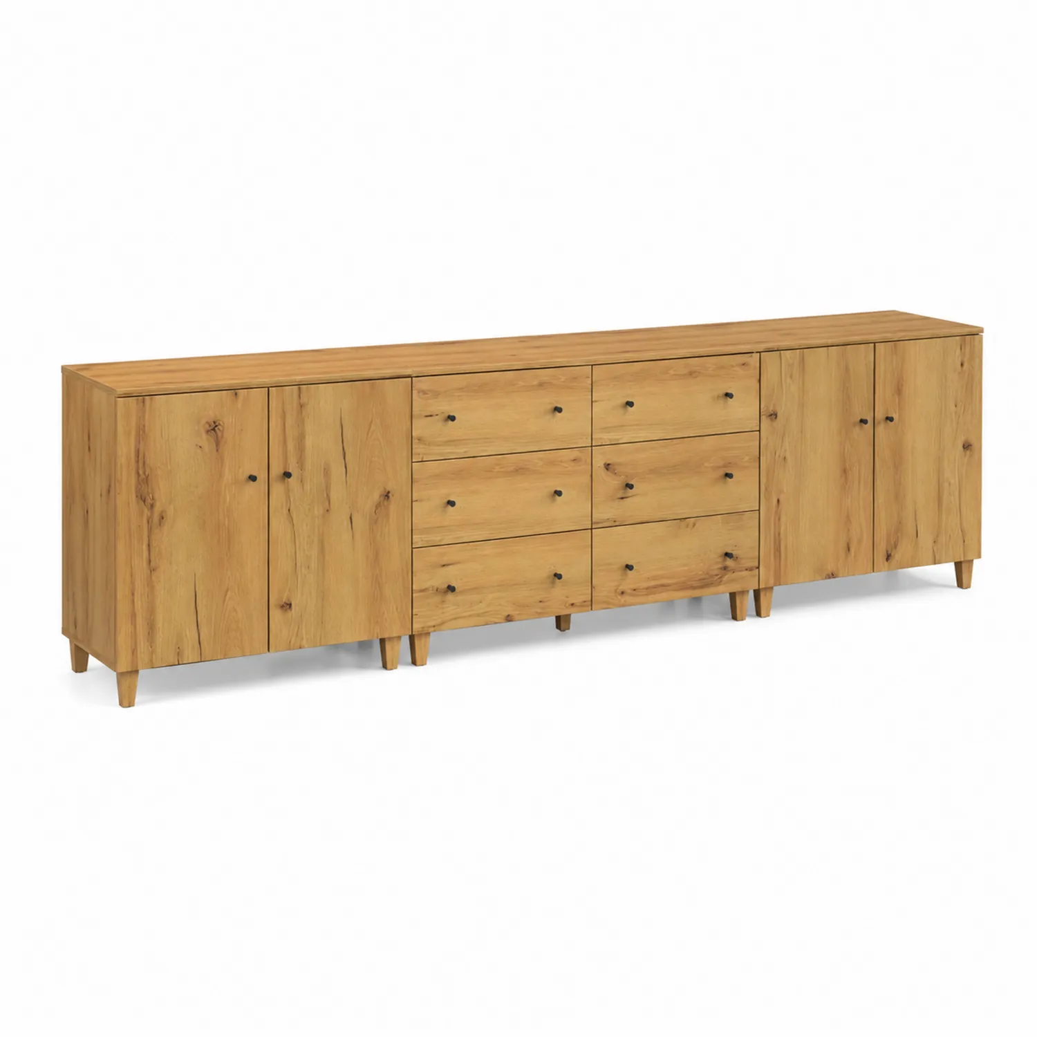 Aparador de Madera con 6 Cajones y 4 Puertas 240x40x75 cm