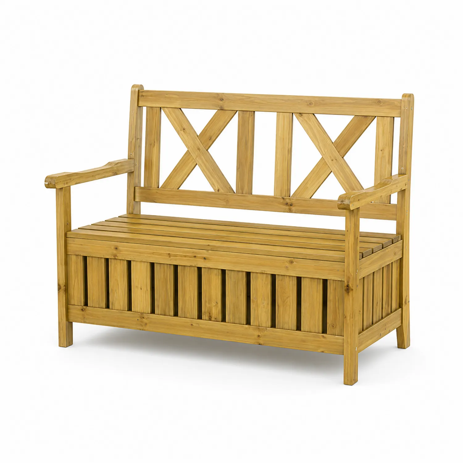 Banco de Madera de Abeto con Almacenamiento 120x60x85 cm