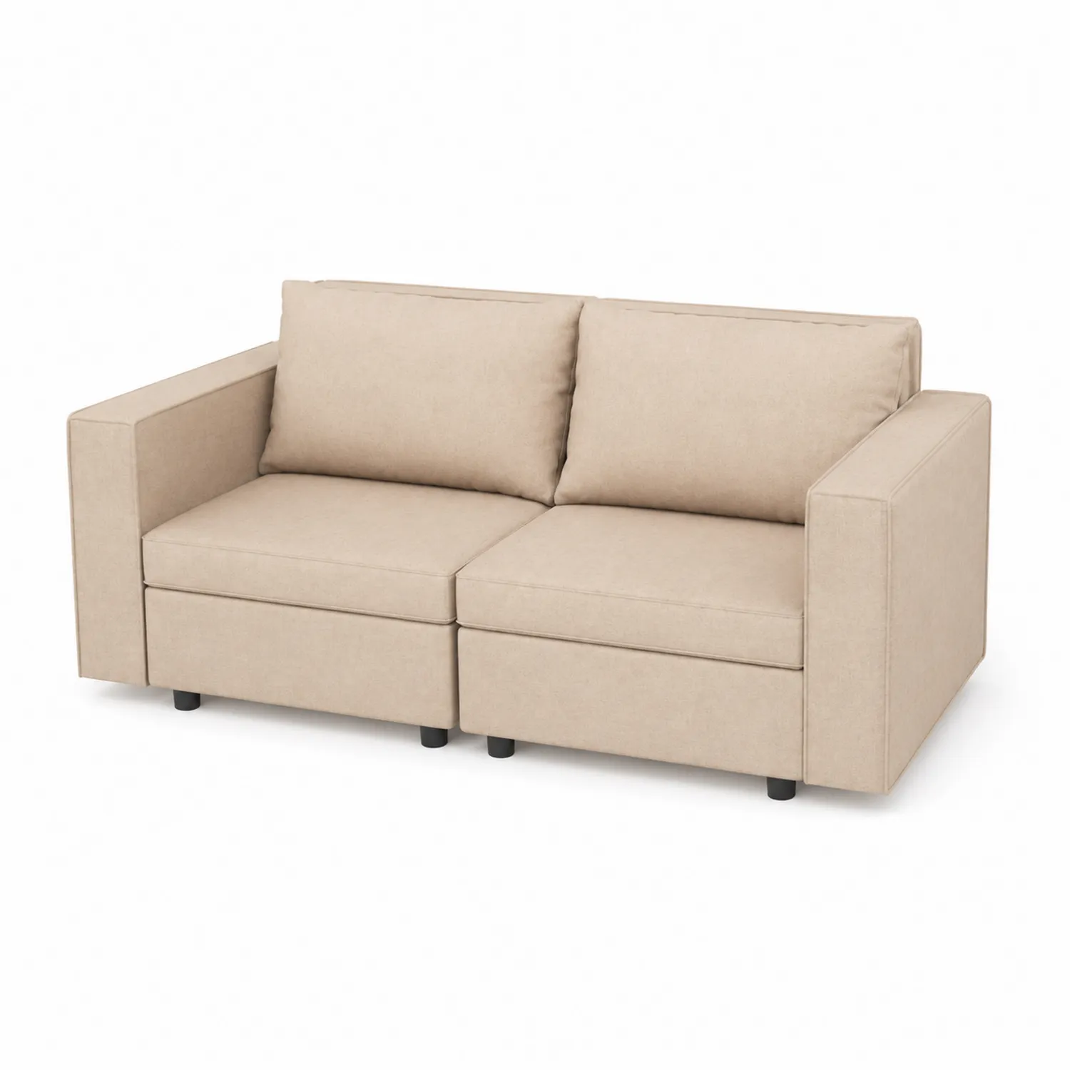 Sofá de 2 plazas de tela poliéster beige