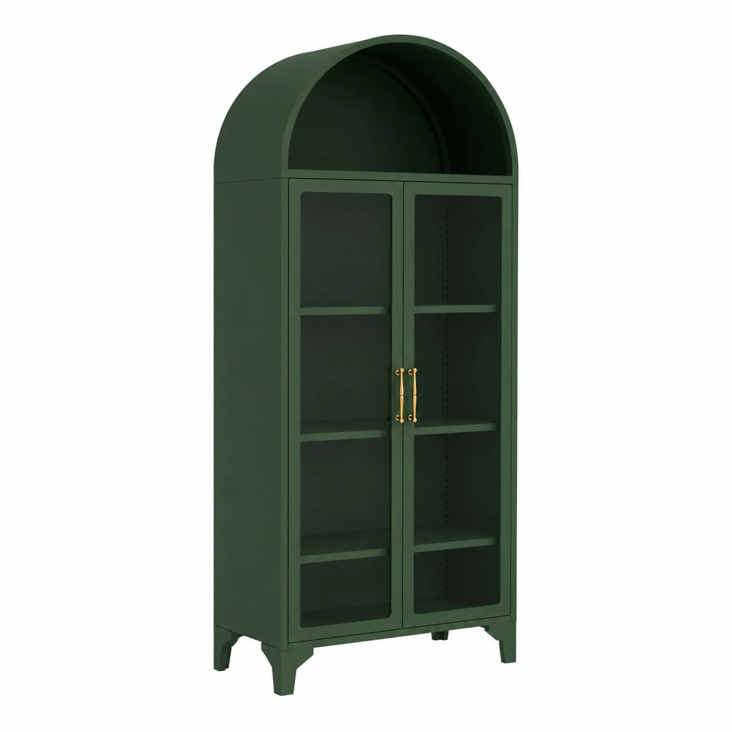 Vitrina de Acero Verde con Puertas de Vidrio