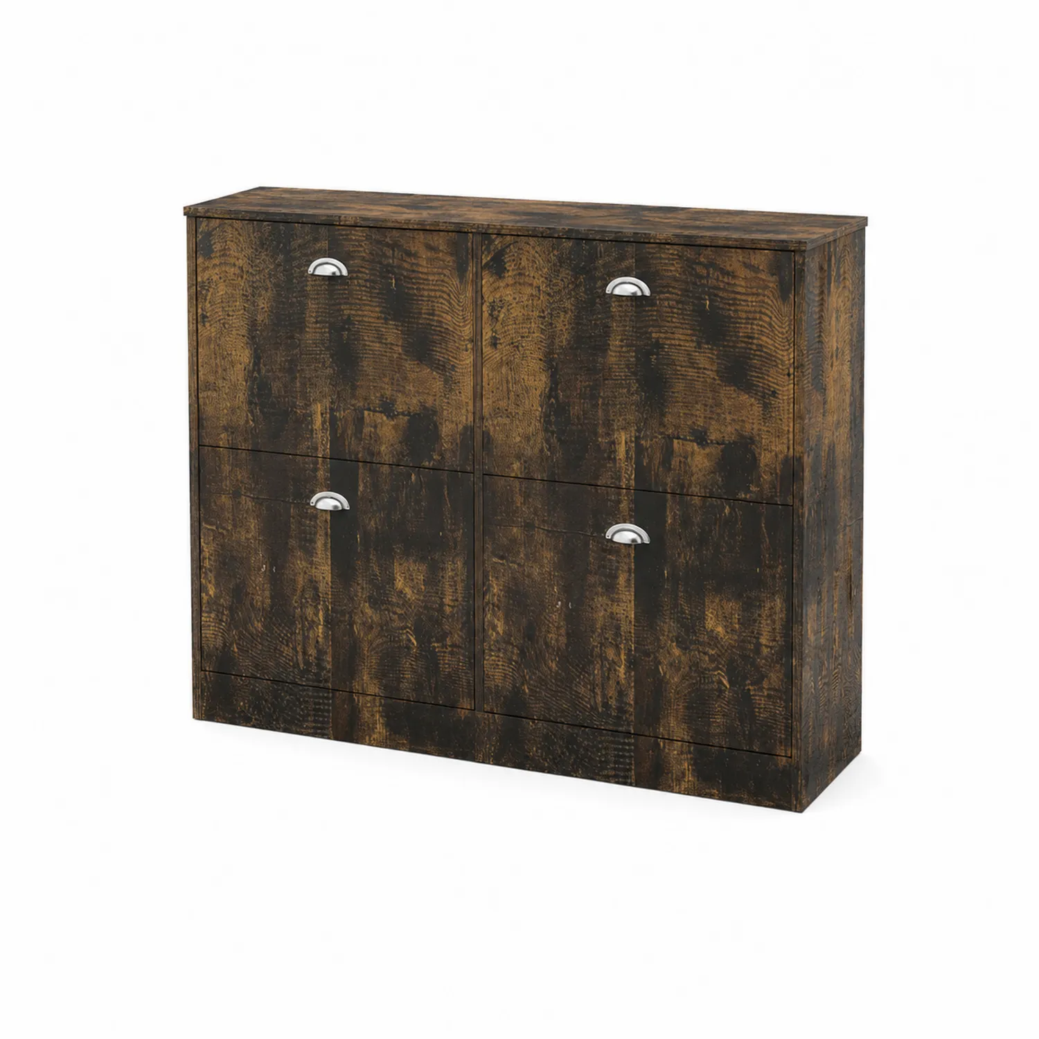 Armario zapatero de madera marrón oscuro 4 puertas 80x30x90 cm