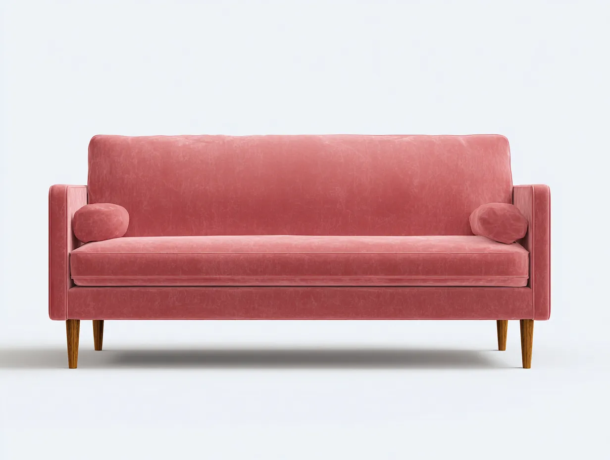 Sofá de dos plazas 185x88x83 cm - rosa vintage - patas de madera - para salón-Jadidanest