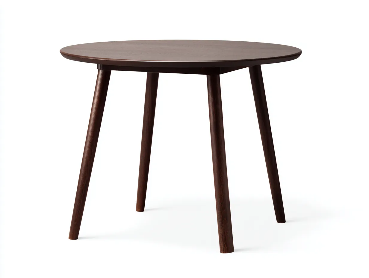 Mesa de comedor redonda 125x125x75 cm - madera marrón con patas redondeadas - diseño cálido - para comedor-Jadidanest