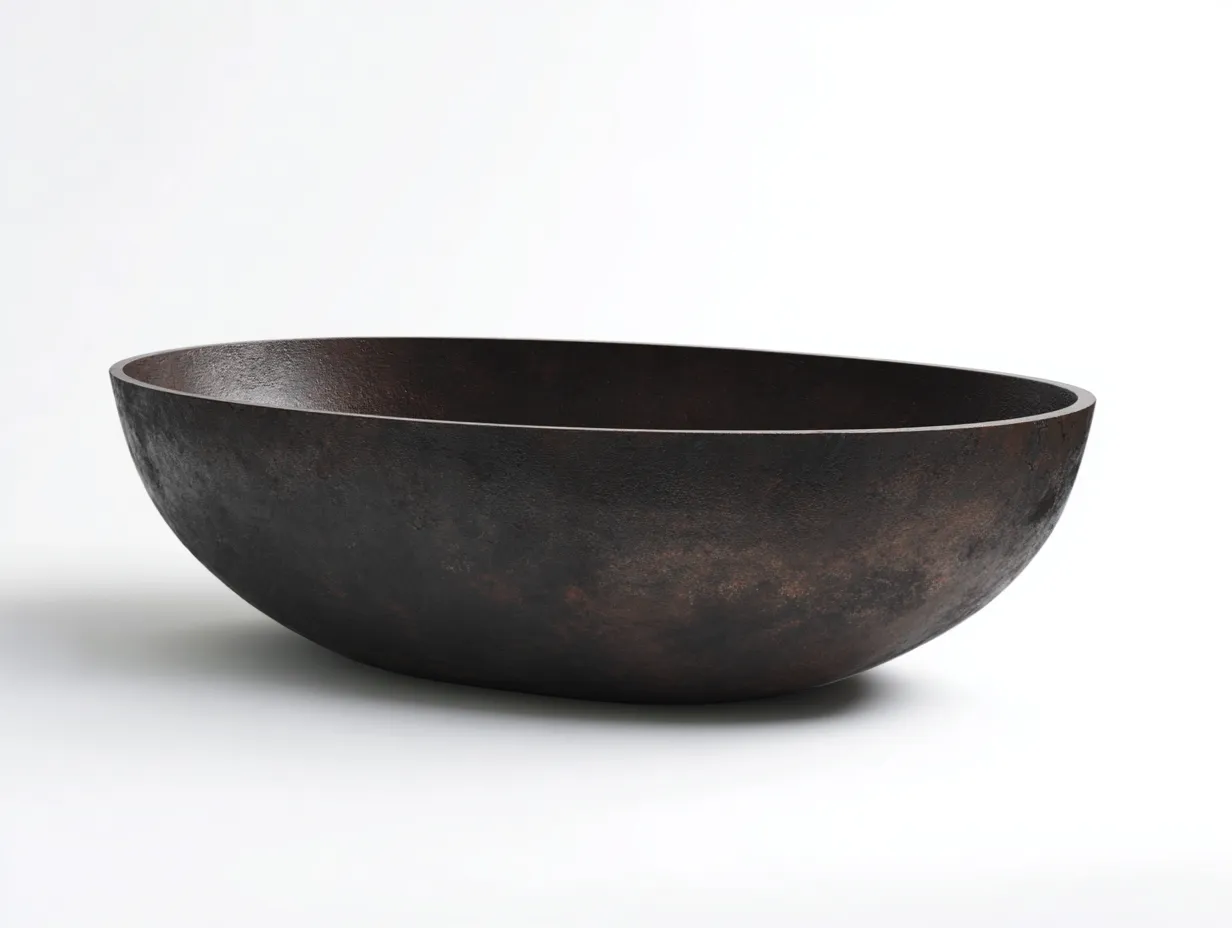 Bañera exenta ovalada 174x79x50 cm - óxido oscuro - efecto envejecido - para baño-Jadidanest