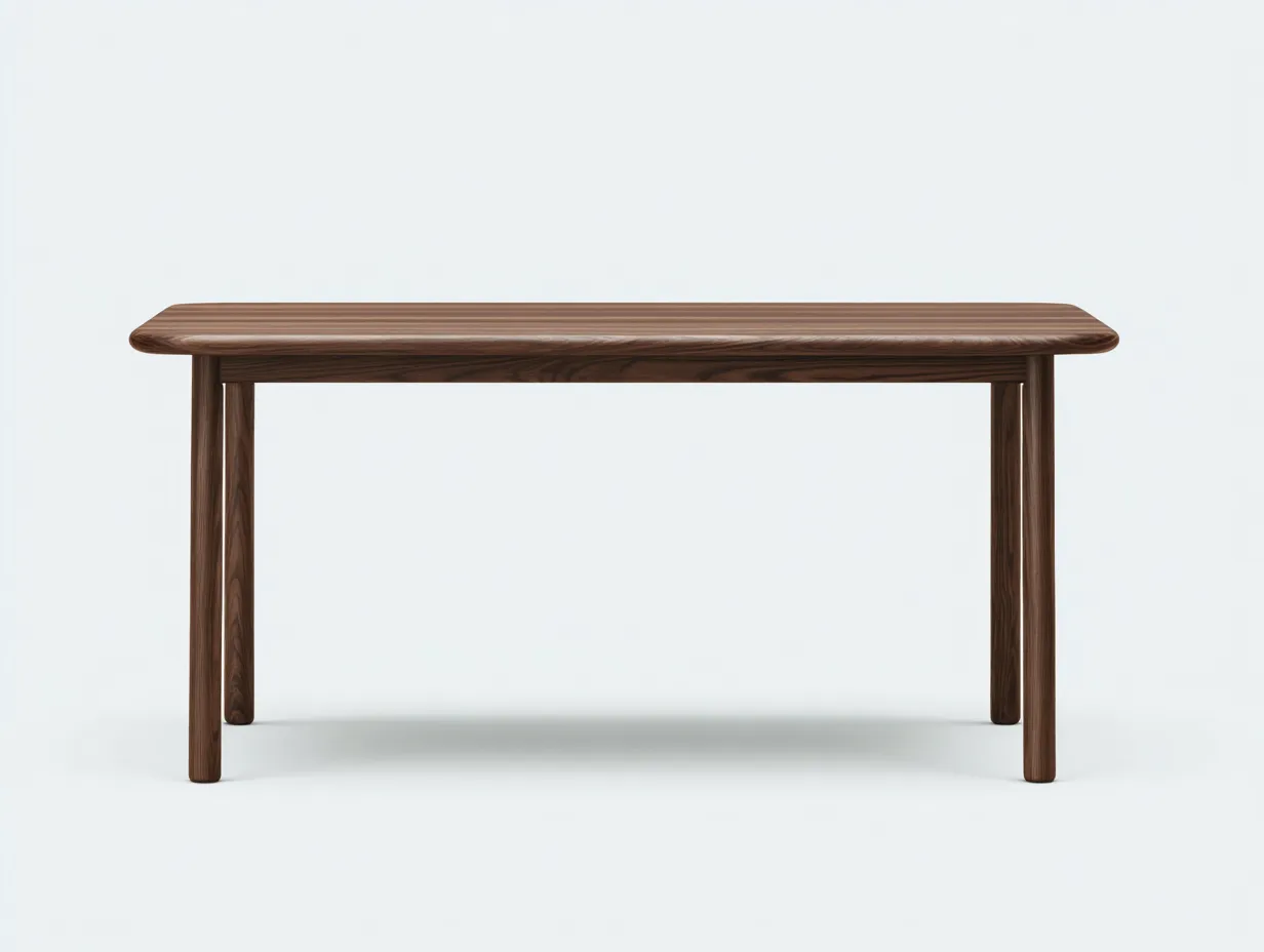 Mesa de comedor rectangular 200x90x75 cm - madera nogal con esquinas redondeadas - estilo cálido - para comedor-Jadidanest
