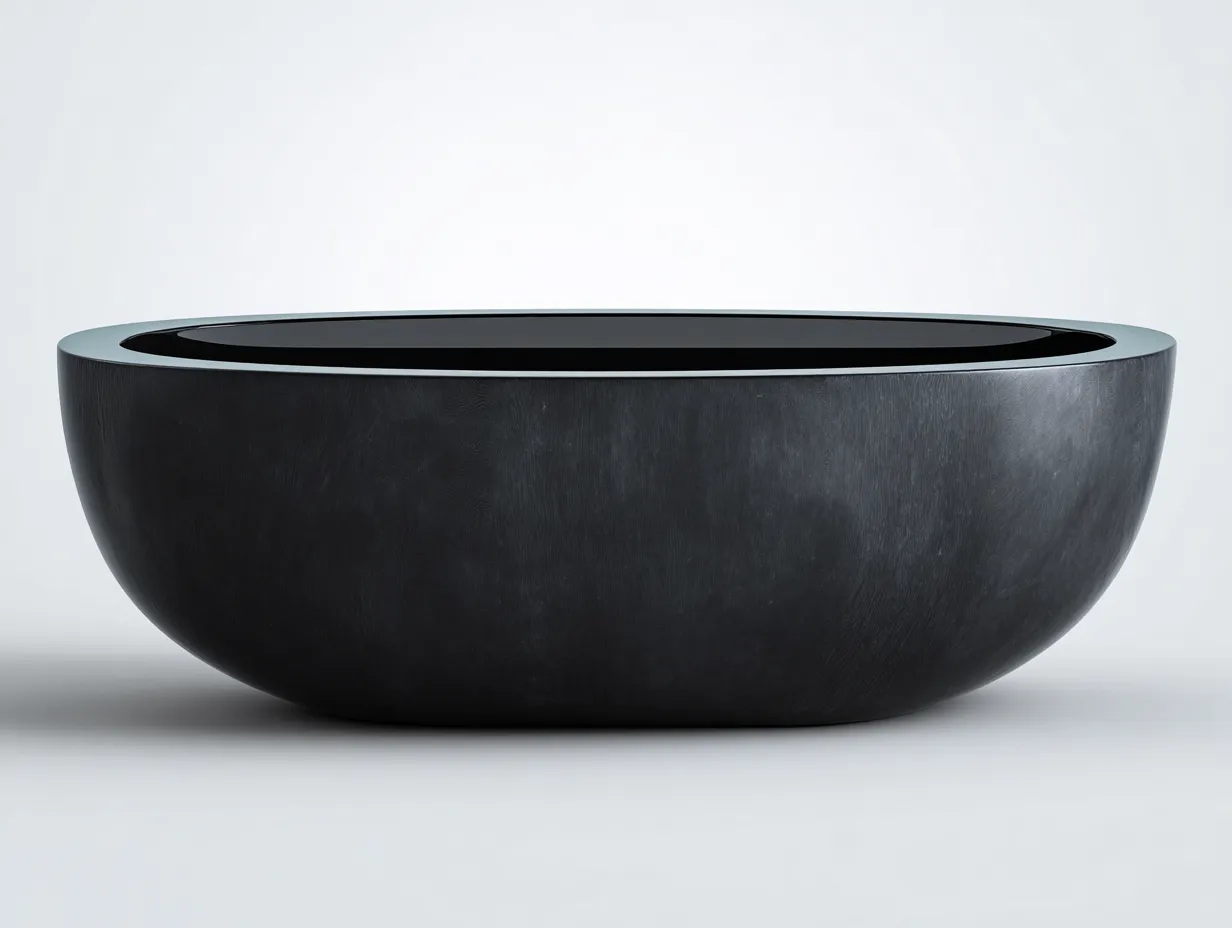 Bañera exenta ovalada 175x82x54 cm - negro grafito - acabado satinado - para baño-Jadidanest