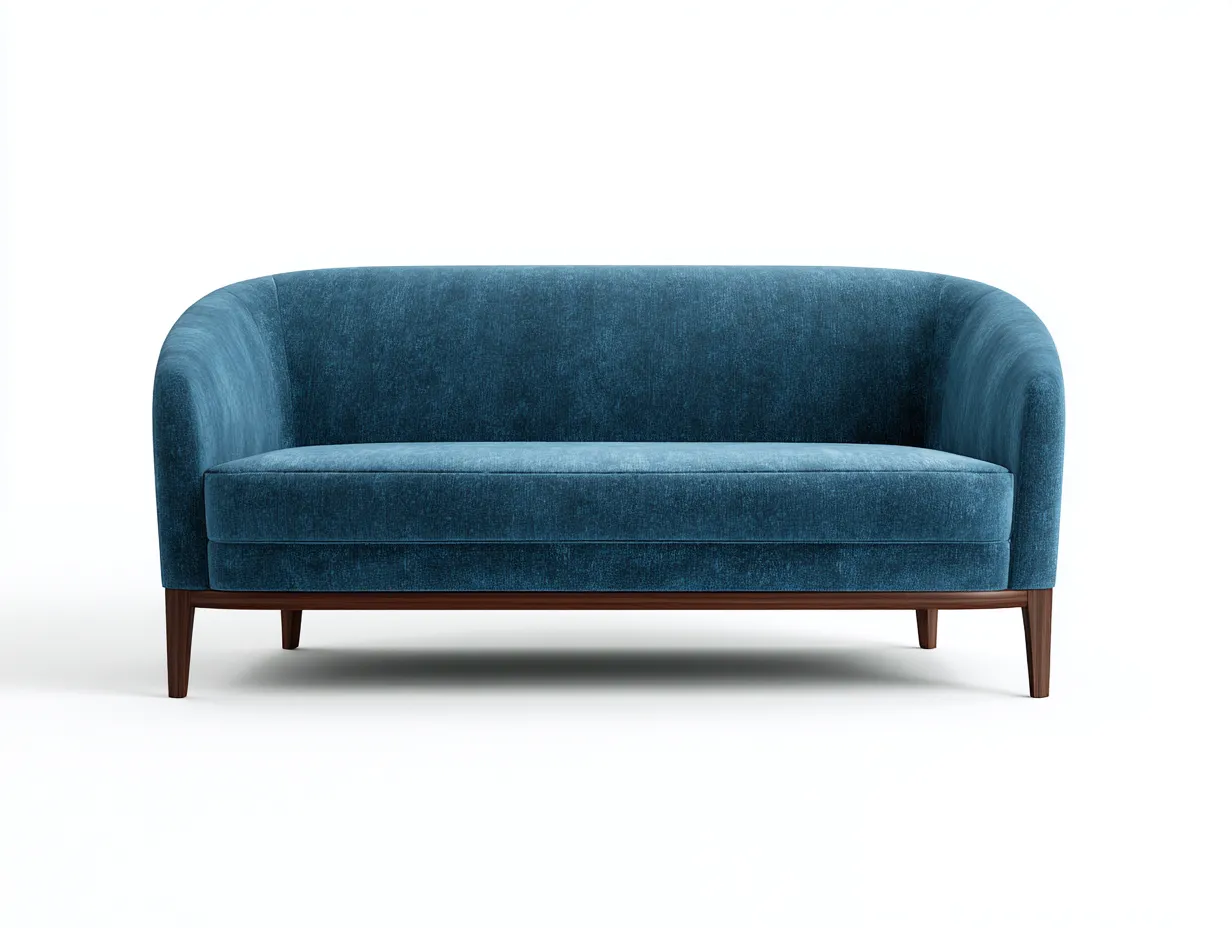 Sofá de dos plazas 176x86x81 cm - azul petróleo - curvo - para salón-Jadidanest