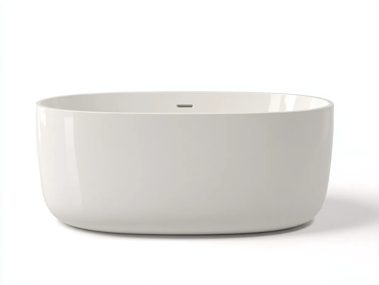 Bañera exenta ovalada 170x80x58 cm - blanco brillo - cuerpo compacto - para baño-Jadidanest