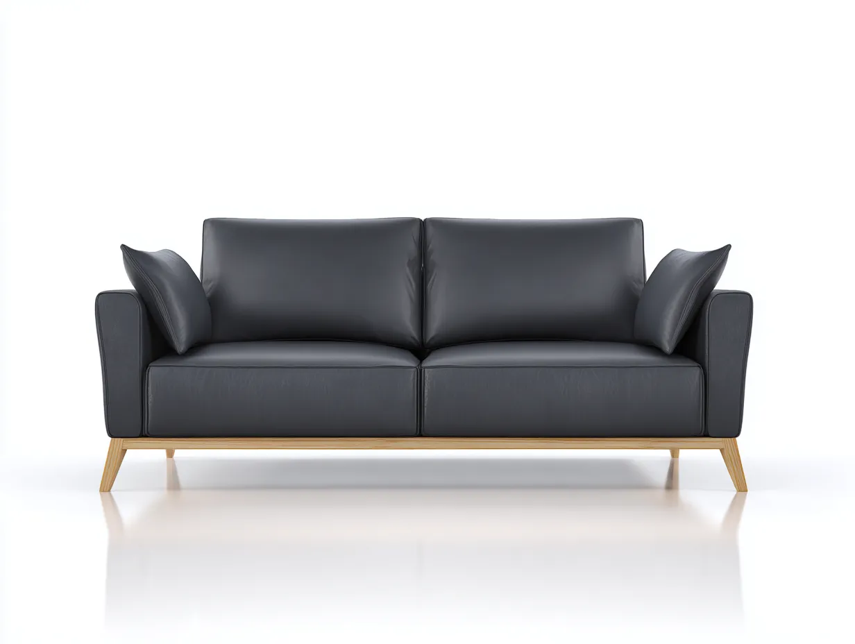 Sofá de dos plazas 190x88x80 cm - gris antracita - tapizado liso - para salón-Jadidanest