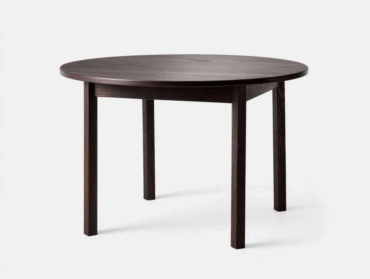 Mesa de comedor redonda 128x128x75 cm - madera oscura con patas cuadradas - diseño minimalista - para comedor-Jadidanest