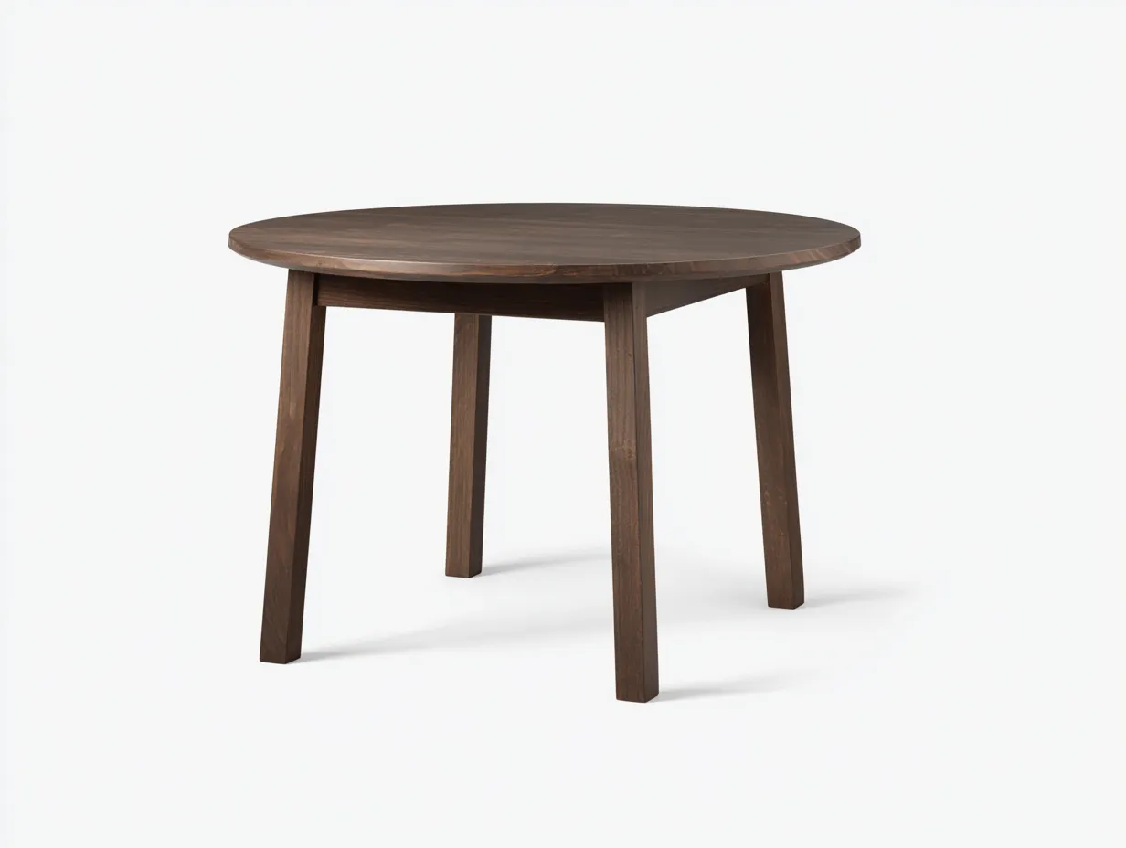 Mesa de comedor redonda 122x122x75 cm - madera marrón oscuro con patas rectas - estilo sobrio - para comedor-Jadidanest
