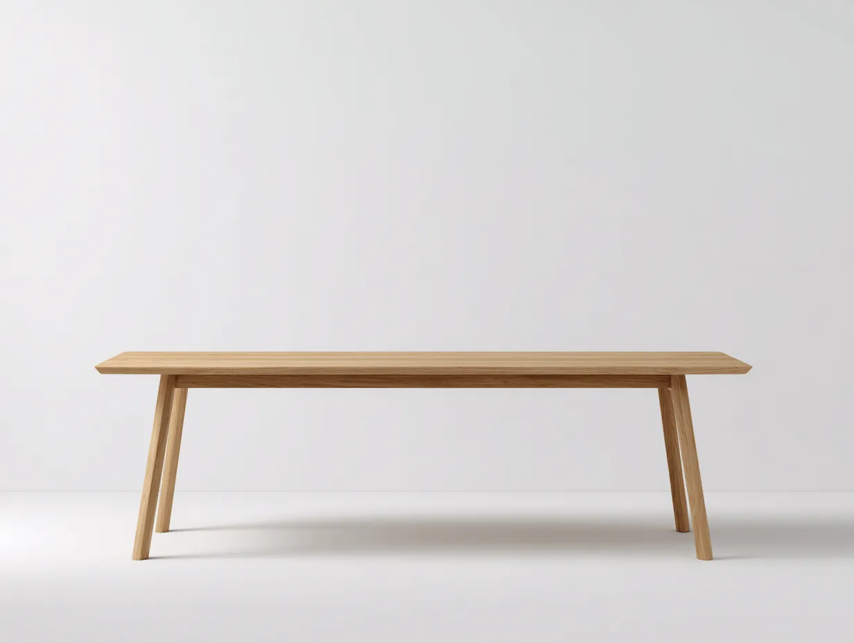 Mesa de comedor rectangular 210x88x75 cm - madera clara con patas inclinadas - diseño nórdico - para comedor-Jadidanest