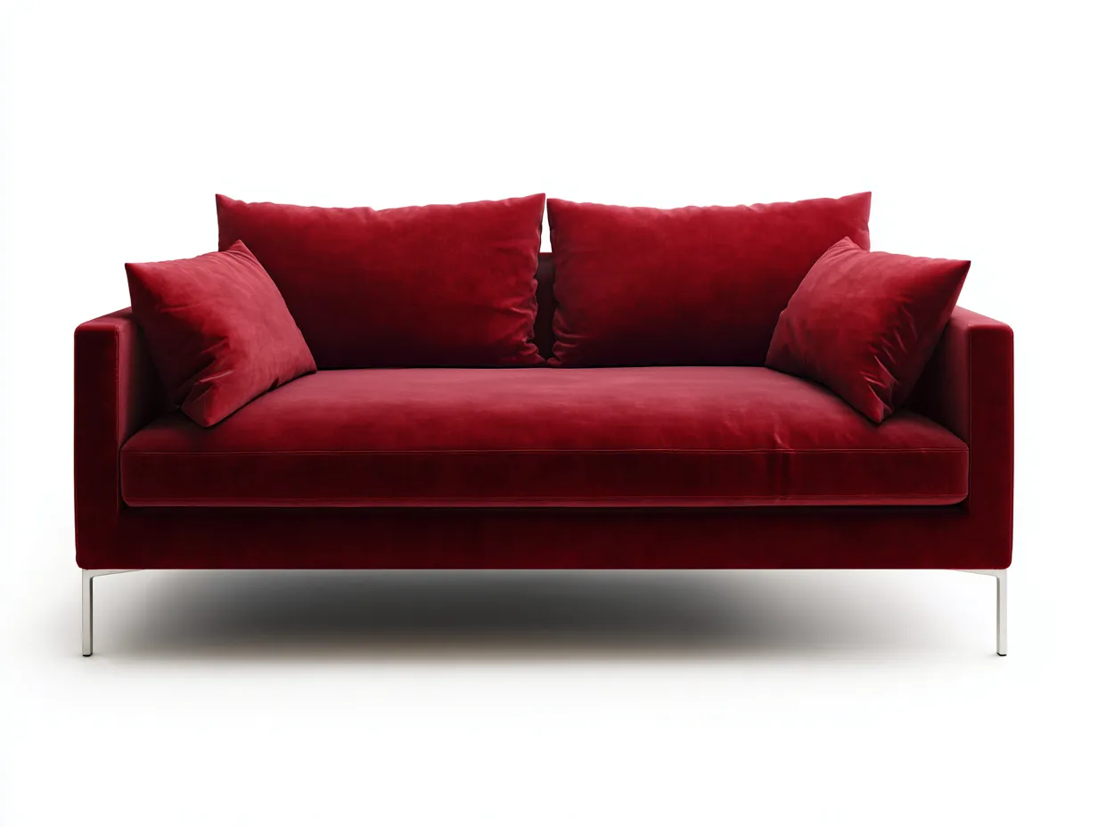 Sofá de dos plazas 184x87x82 cm - rojo vino - patas metálicas - para salón-Jadidanest