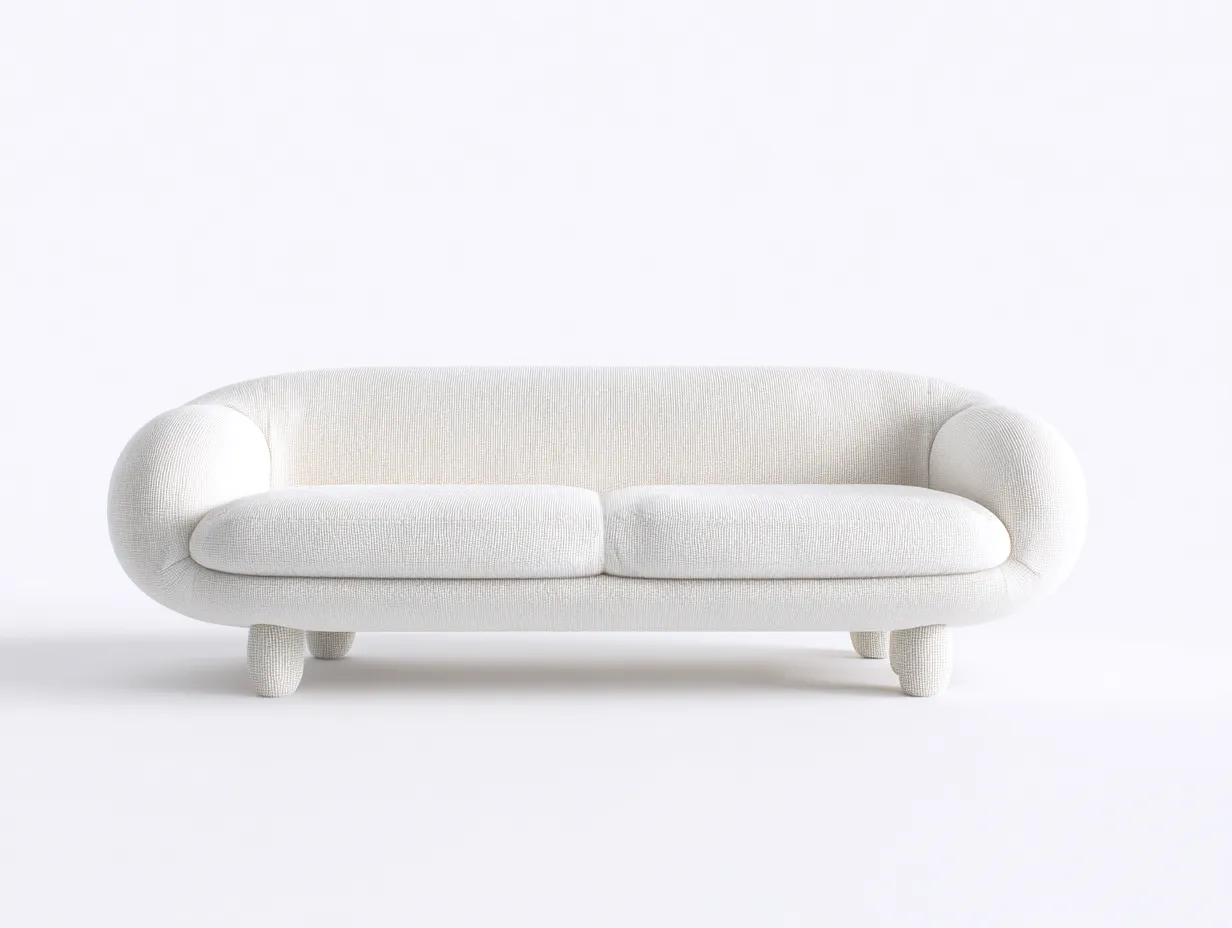Sofá de dos plazas 186x92x76 cm - blanco roto - diseño curvo - para salón-Jadidanest
