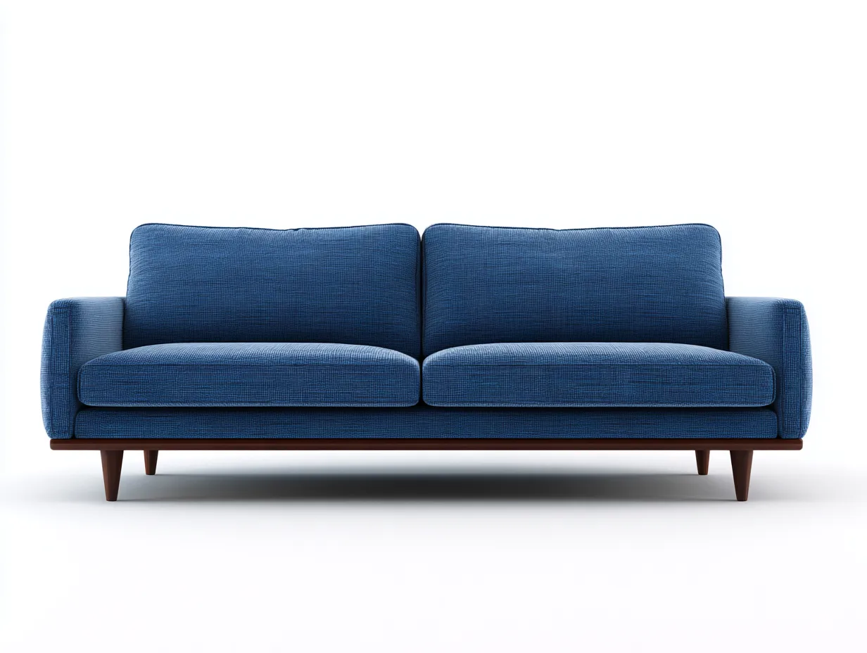 Sofá de dos plazas 198x90x82 cm - azul medio - con base de madera - para salón-Jadidanest