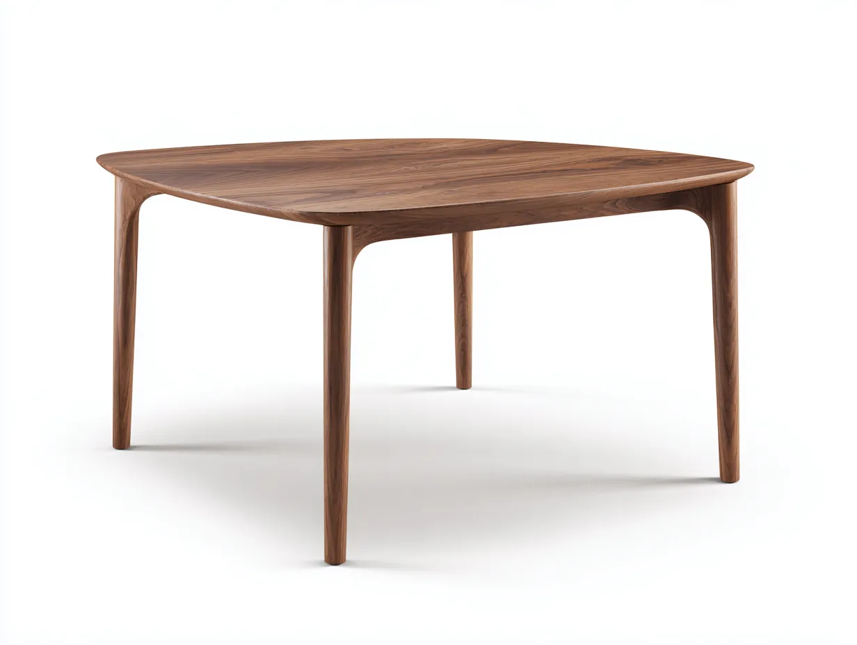 Mesa de comedor rectangular 200x95x75 cm - madera nogal con bordes redondeados - diseño orgánico - para comedor-Jadidanest