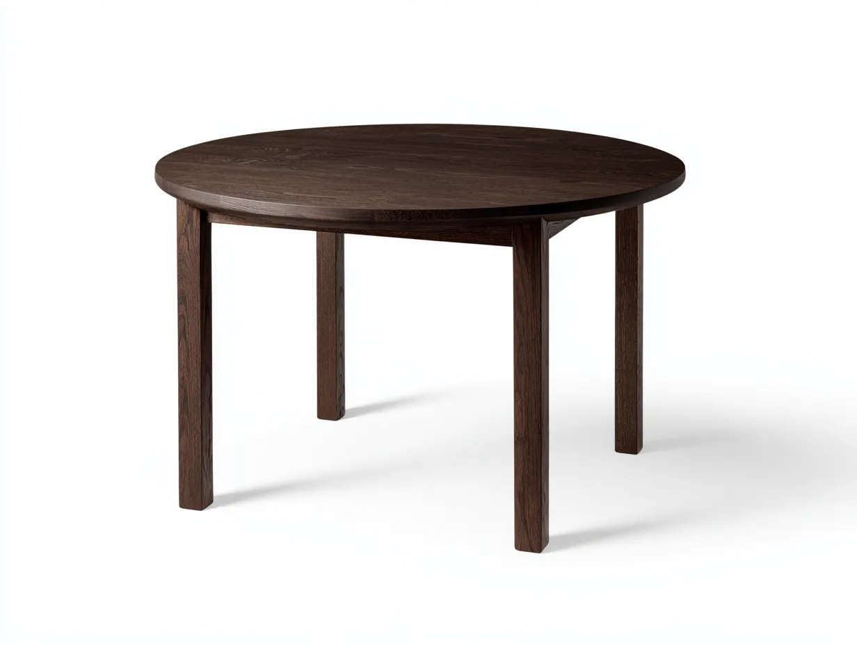 Mesa de comedor redonda 124x124x75 cm - madera marrón oscuro con patas rectas - estilo sobrio - para comedor-Jadidanest