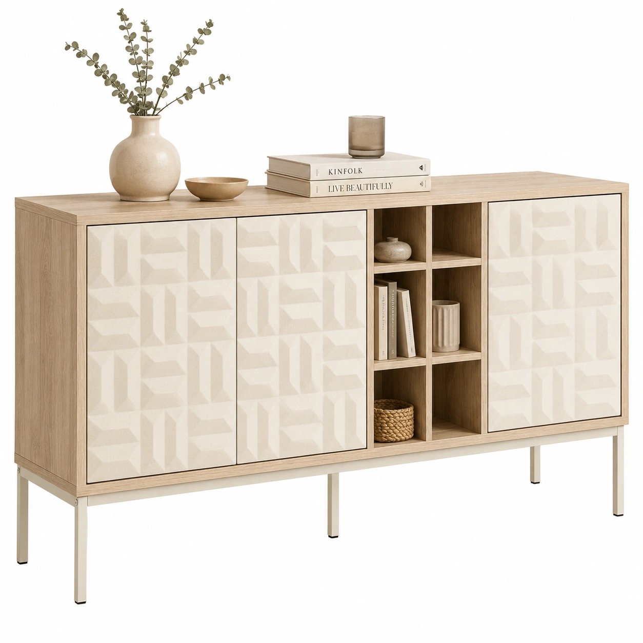 Aparador nordico geometrico beige claro-meubelva