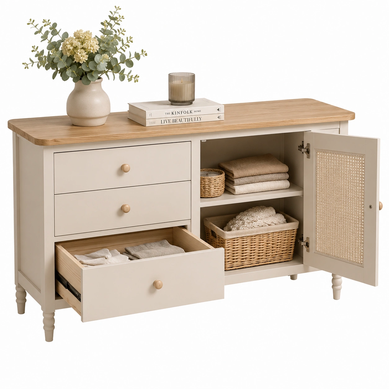 Aparador compacto beige con almacenaje-meubelva
