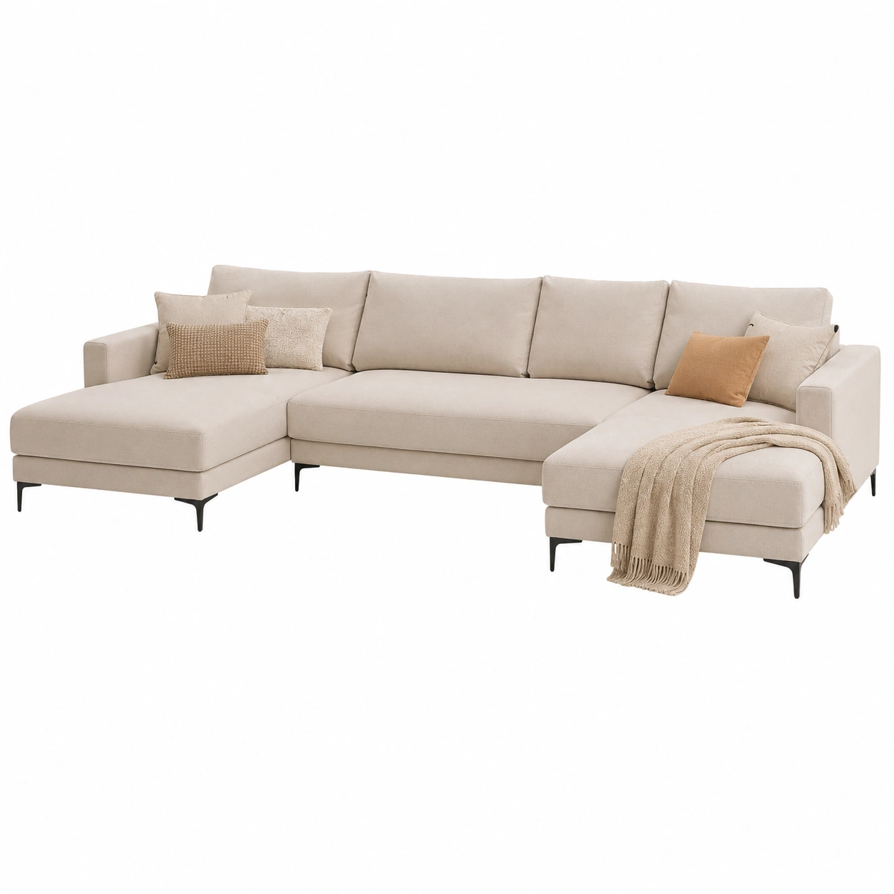 Sofa rinconero con doble chaise en beige lino
